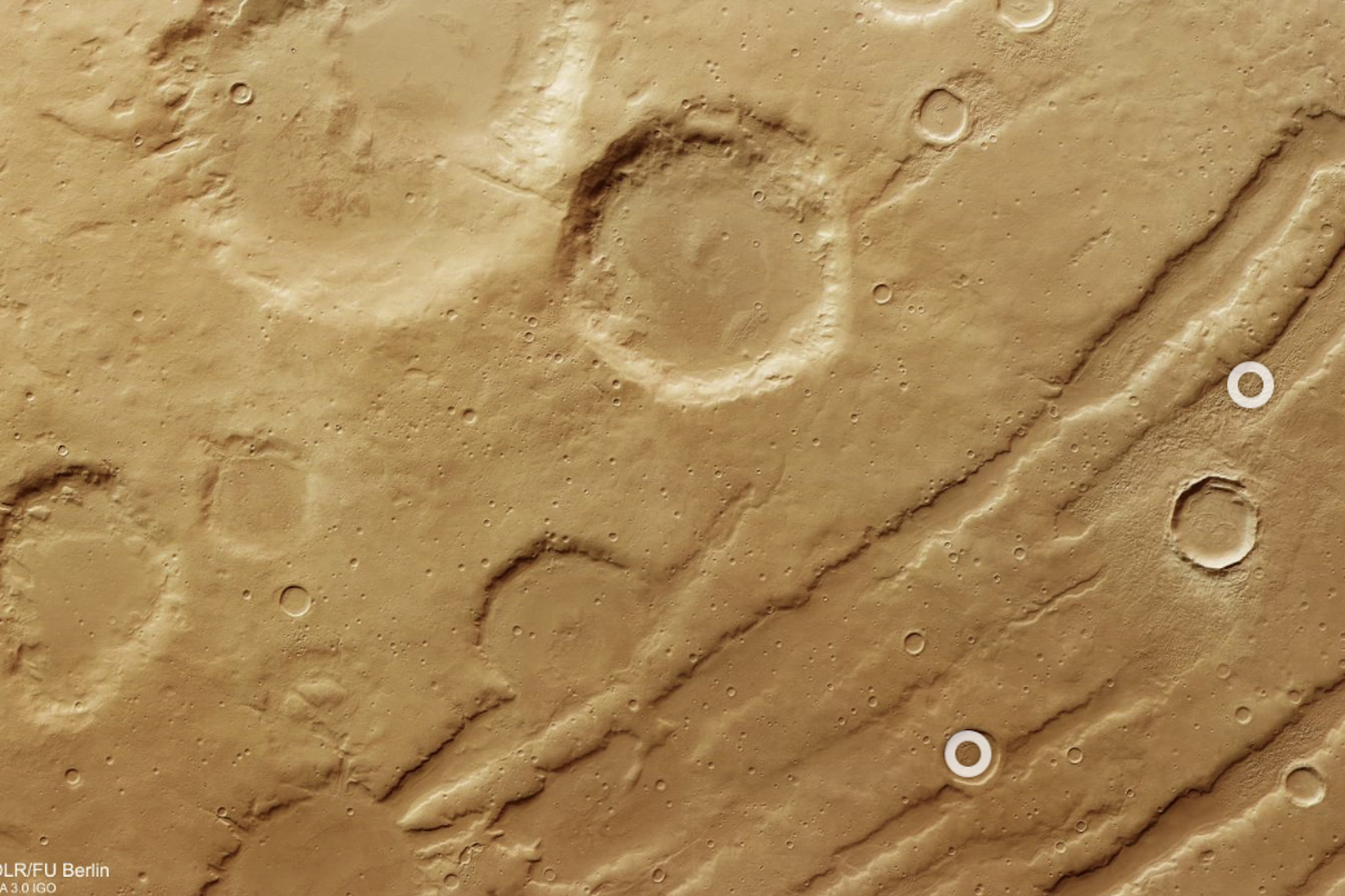 ESA-Bild der typischen Strukturen auf dem Mars.