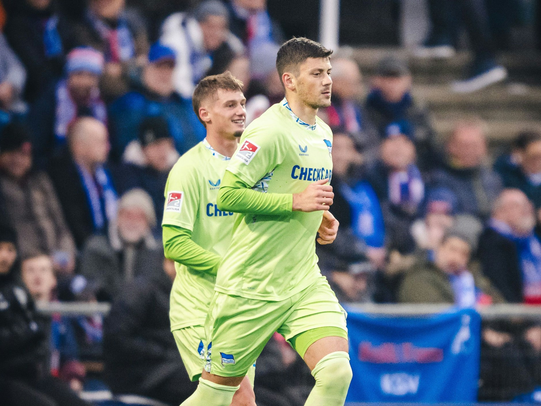 Dawid Kownacki wurde von Hertha-Trainer Stefan Leitl in Kiel in der 65. Minute eingewechselt. Zehn Minuten später köpfte der Stürmer das Tor.