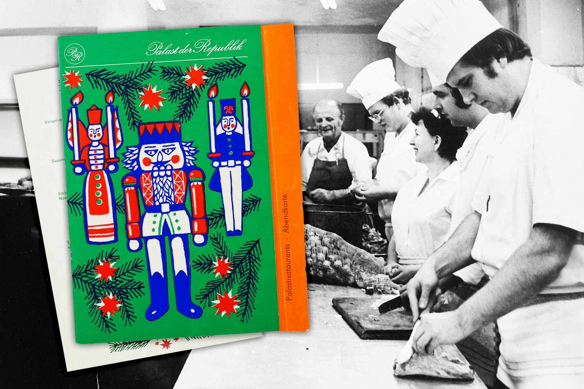 Was kam in den Gaststätten der DDR zum Fest? Wir haben Speisekarten aus dem Restaurant im Palast der Republik und von der Mitropa aus dem Archiv gesucht.