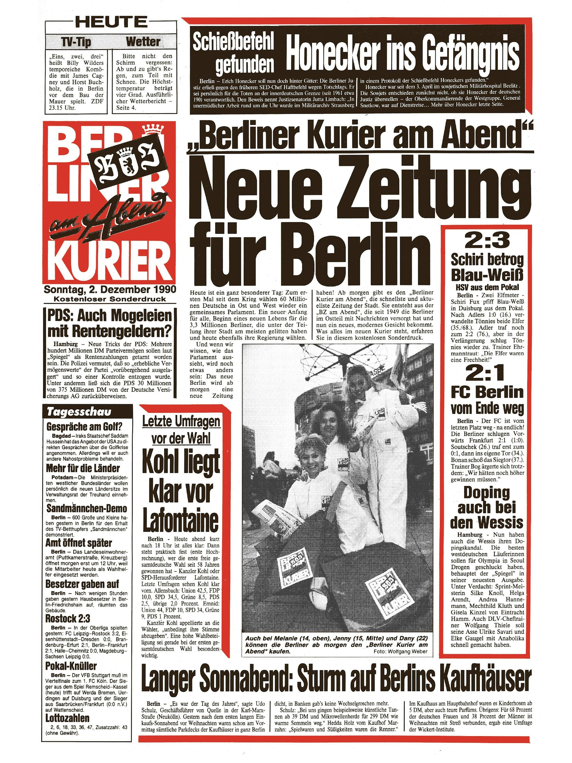 Mit dieser Titelseite wurde vor 35 Jahren der neue Berliner KURIER angekündigt.