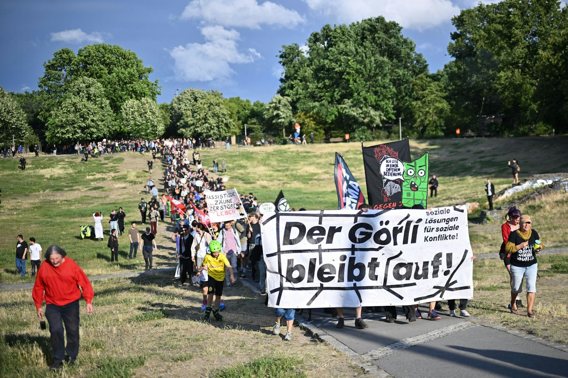Protest gegen den Zaunbau am Görlitzer Park