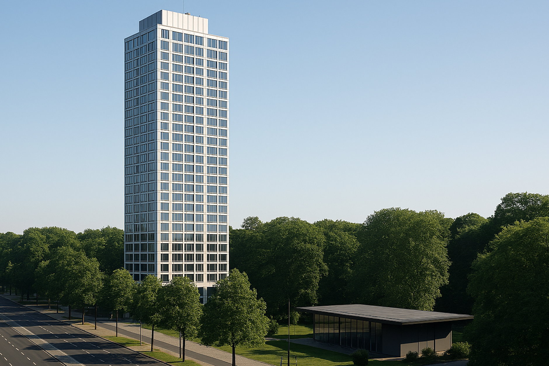 So hätte das geplante Wohn-Hochhaus mit 130 Metern Höhe im Tiergarten aussehen können.