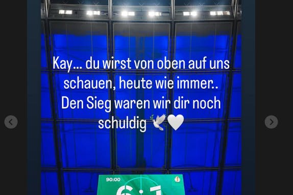 Diesen emotionalen Post sendete Hertha-Kapitän Fabian Reese nach dem 6:1 gegen Kaiserslautern. Er erinnerte an den verstorbenen Präsidenten Kay Bernstein.