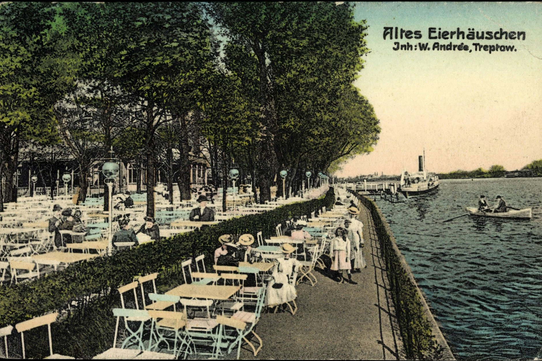 Schon 1911 lockte das Eierhäuschen Gäste an das Ufer der Spree.