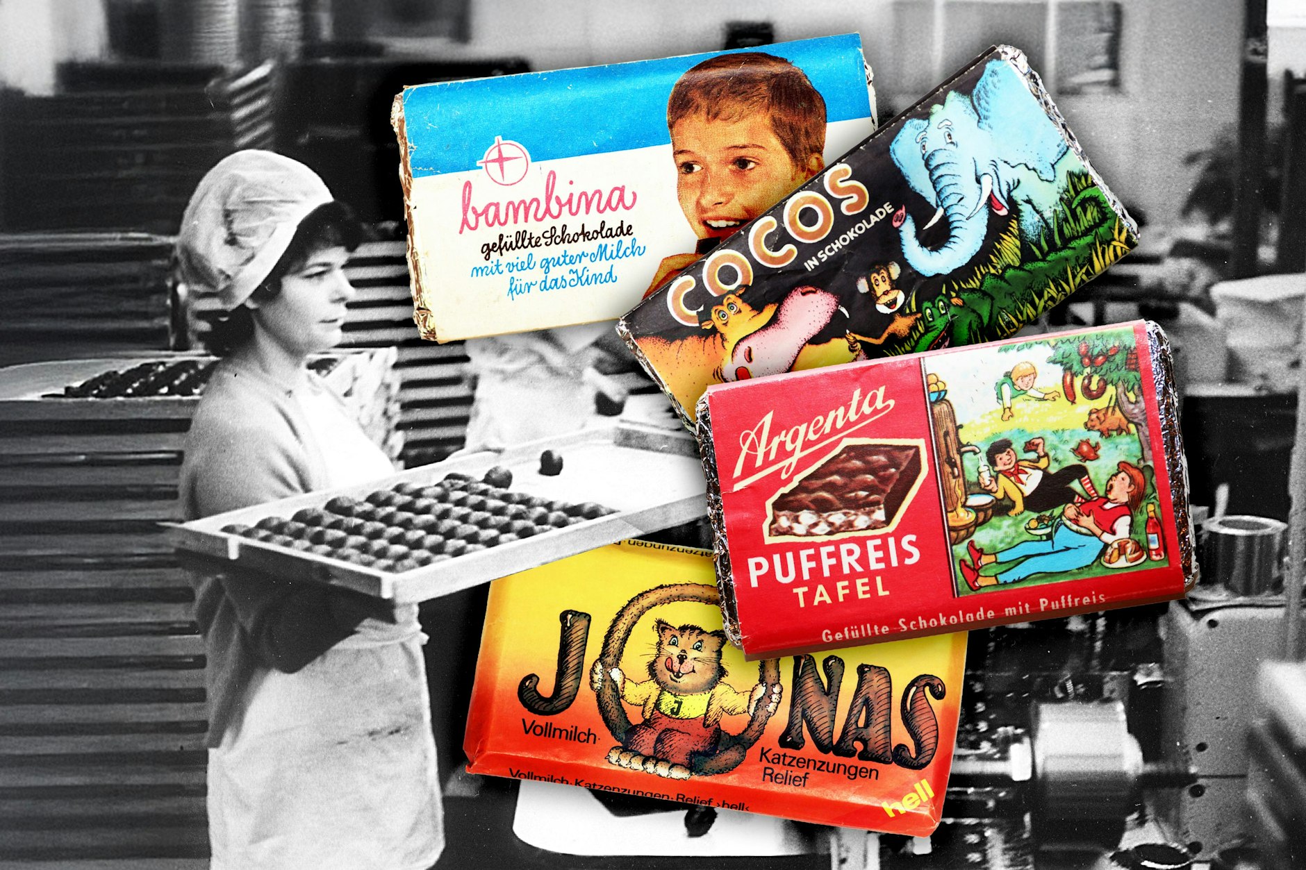 Auch in der DDR gab es die unterschiedlichsten Schokoladen. Erinnern Sie sich noch an die Tafeln, die hier hergestellt und verkauft wurden?