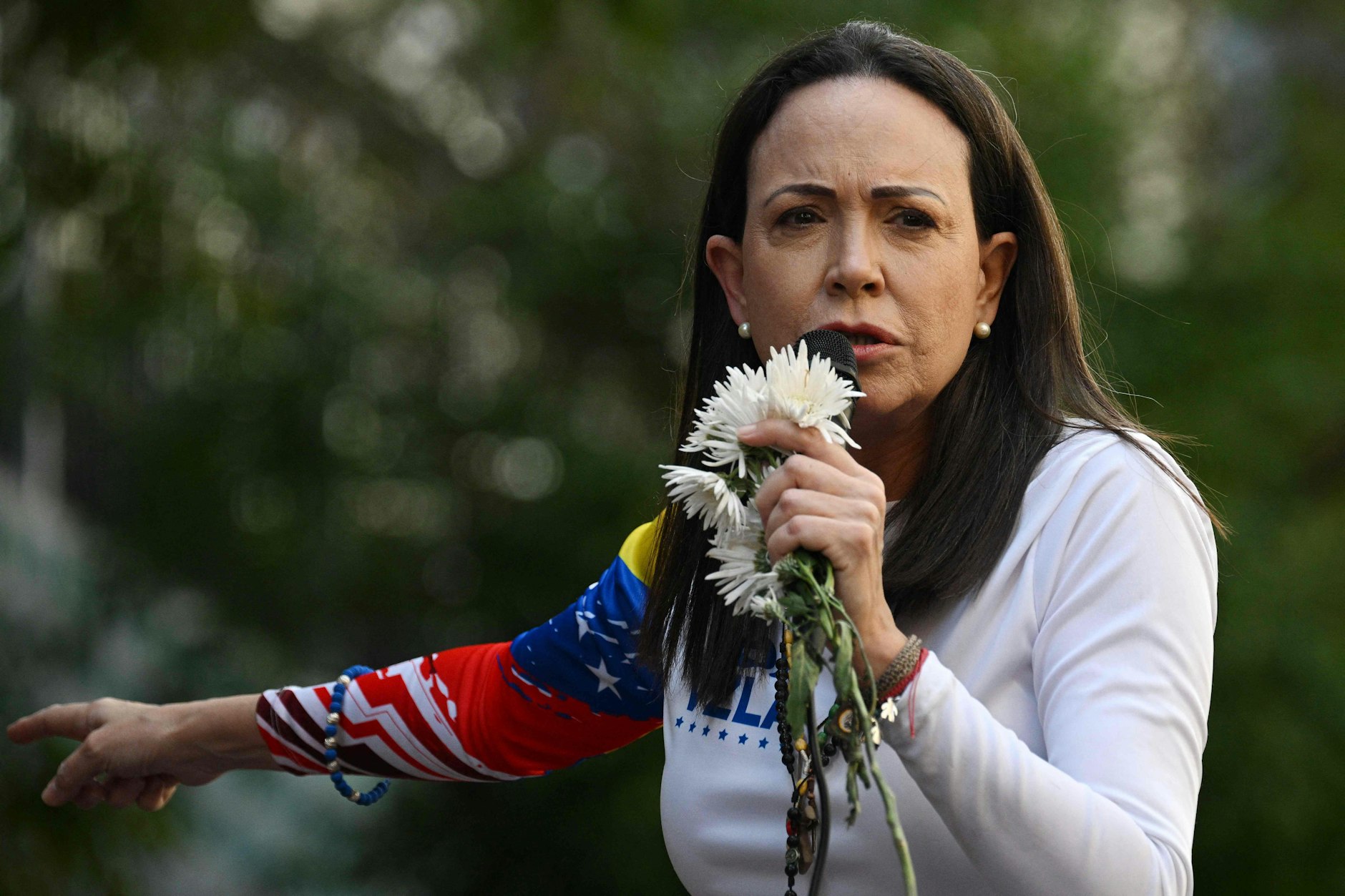 María Corina Machado während eines Protests der Opposition in Caracas, Januar 2025