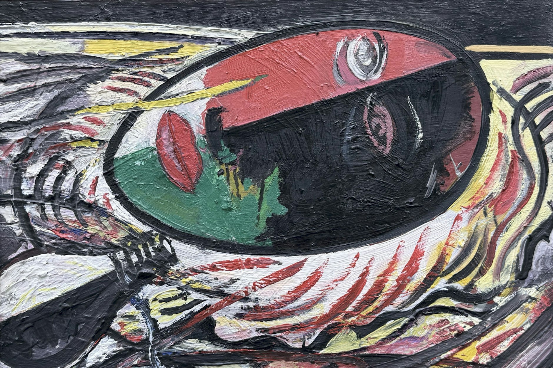 Hubertus Giebe: „Stillleben mit Maske“, 1996, Öl auf Leinwand