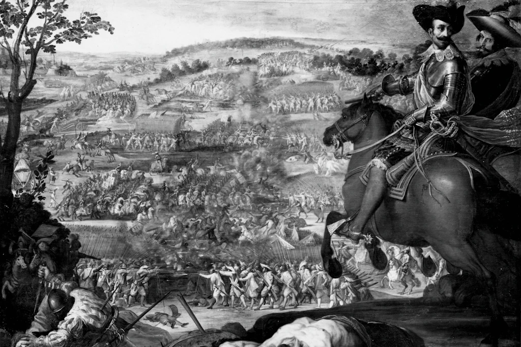Gemälde einer Schlacht in Belgien 1622 während des Dreißigjährigen Krieges