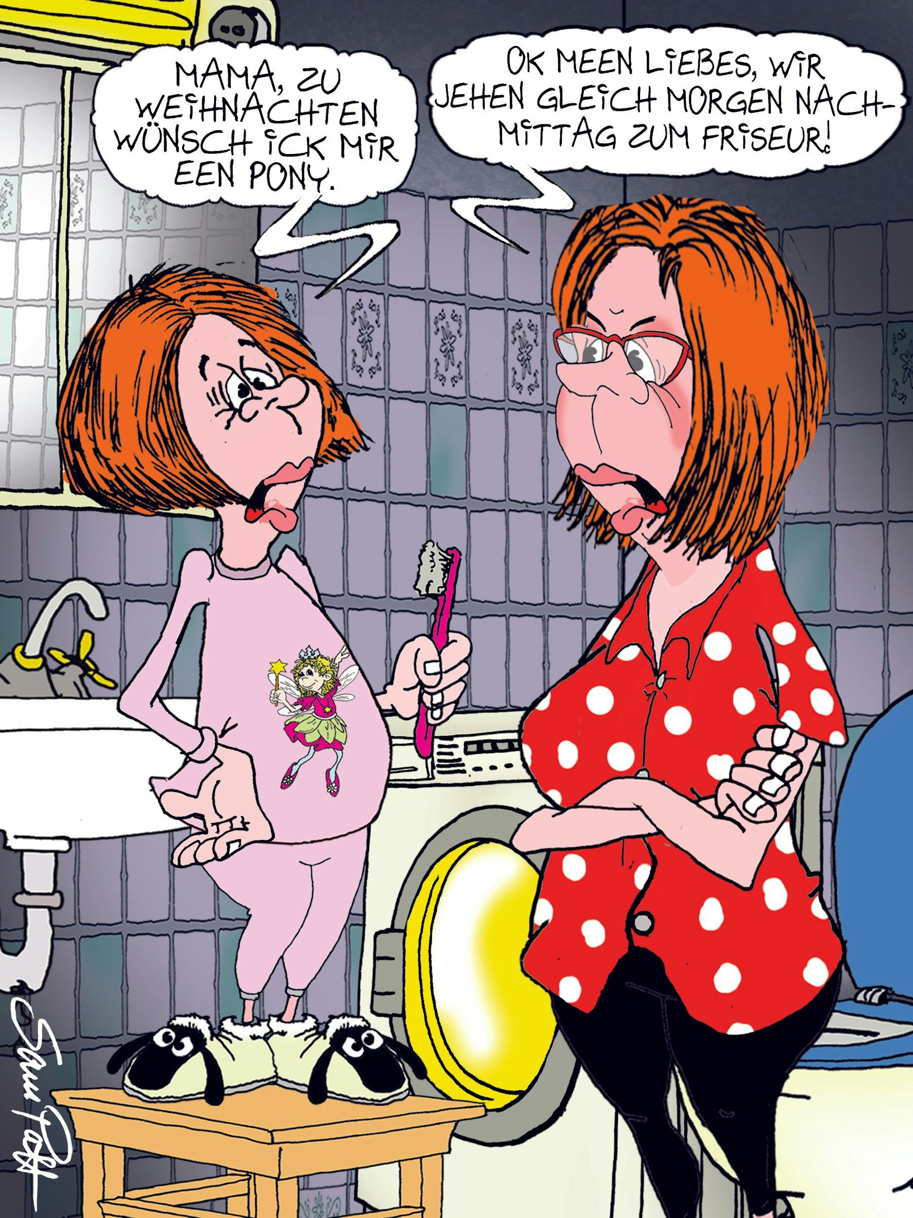 Am zweiten Weihnachtsfeiertag schenkt Ihnen unser Zeichner Sam Paff aus Berlin einen neuen Cartoon – mit seinem Berliner Humor starten Sie perfekt in den Tag!