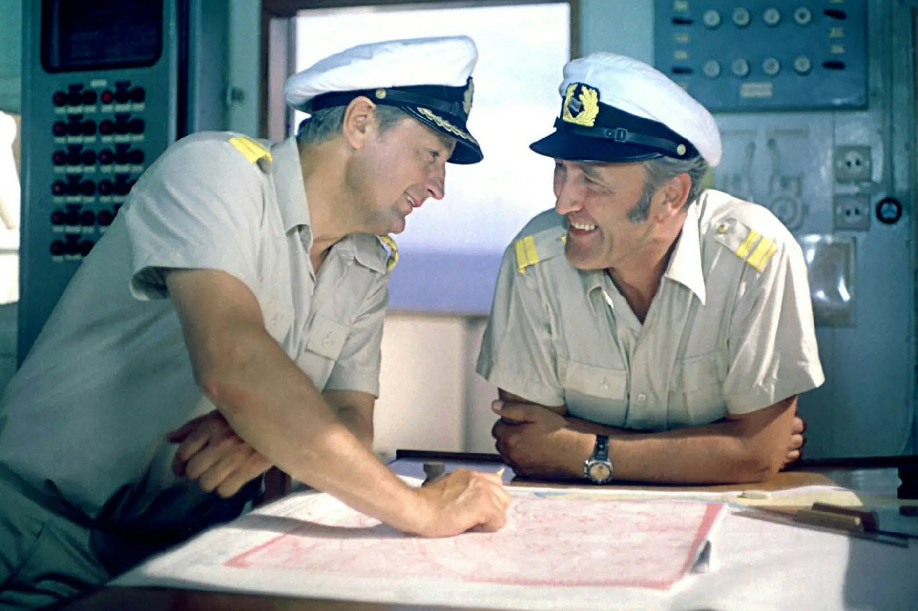 Dreharbeiten für die Serie „Zur See“ im Sommer 1974 auf der MS J. G. Fichte.