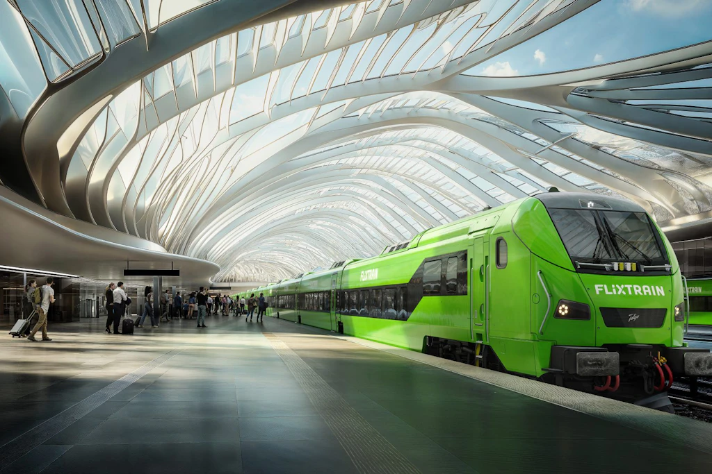 So sollen die neuen Züge für Flixtrain aussehen.