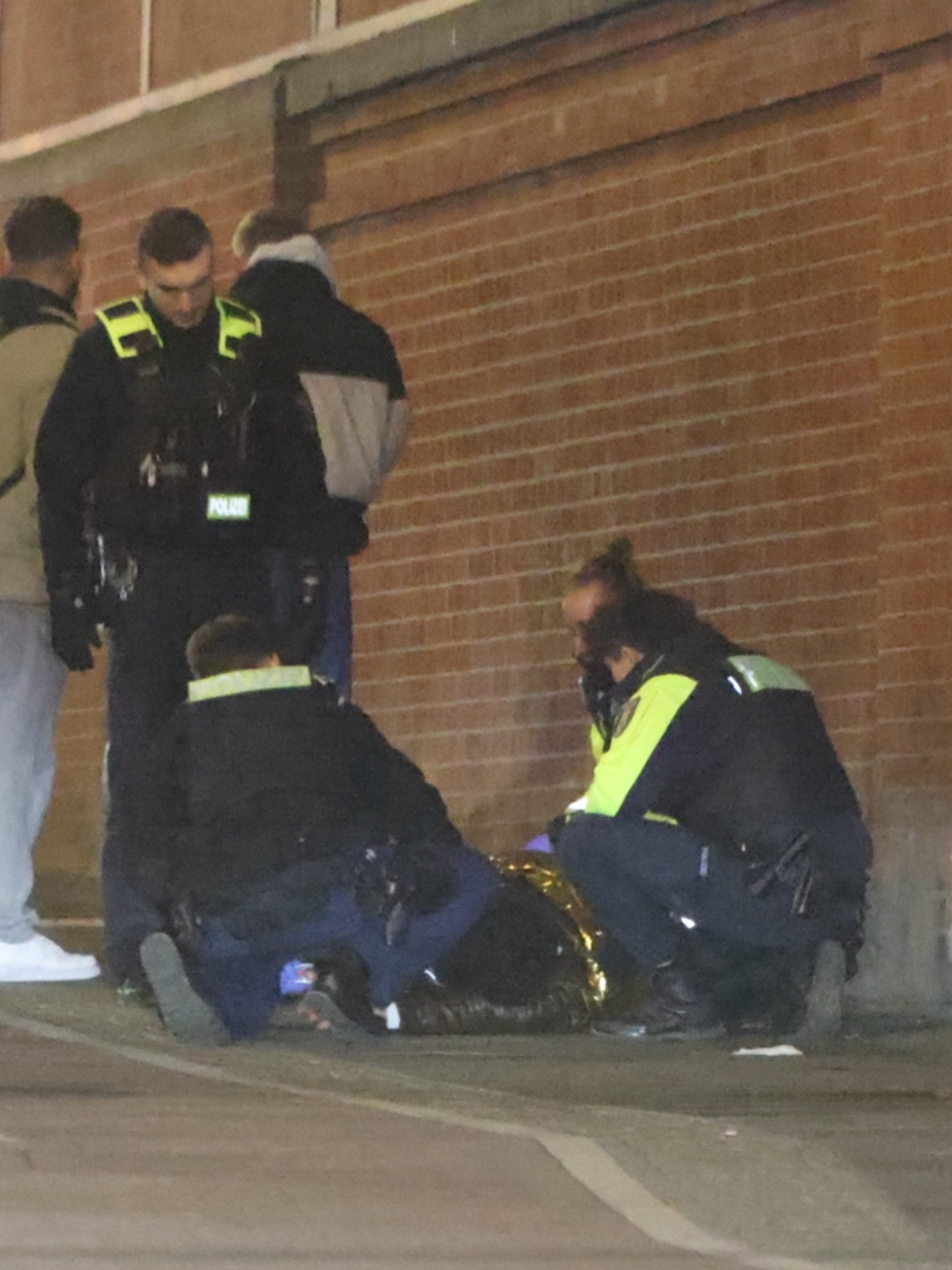 Einsatzkräfte versorgen einen Verletzten.