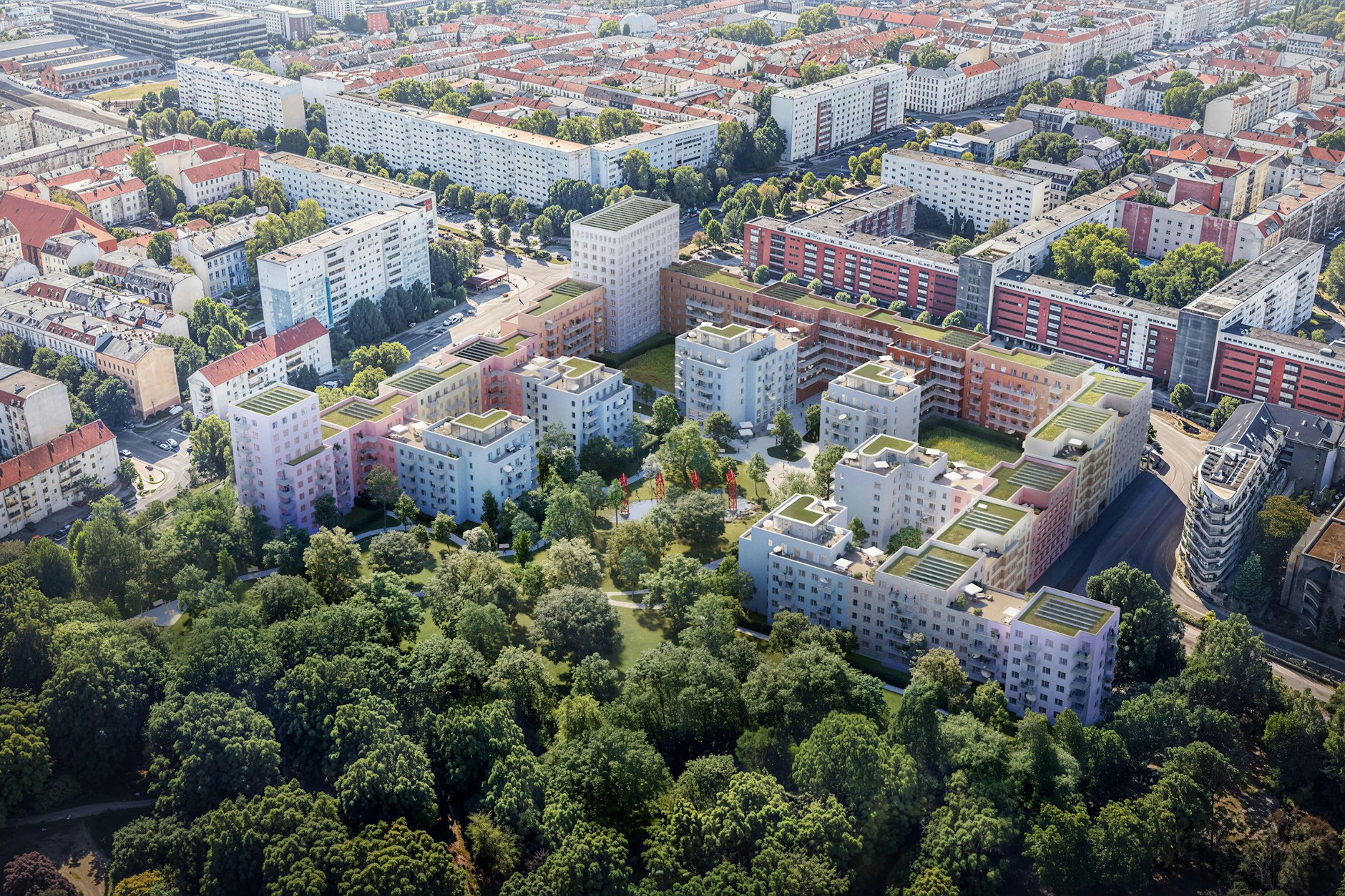 Das neue Viertel auf dem SEZ-Areal versinkt im Plattenbau-Meer.