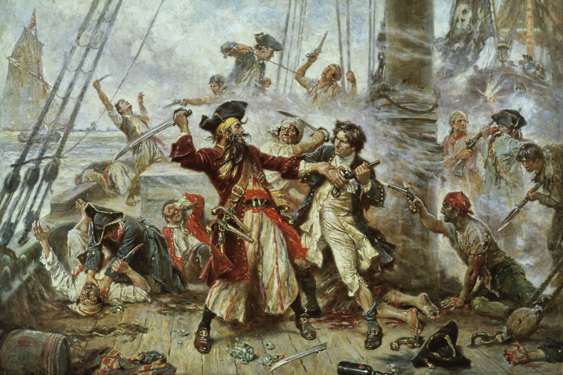 Gefangennahme des Piraten Blackbeard im Jahr 1718.