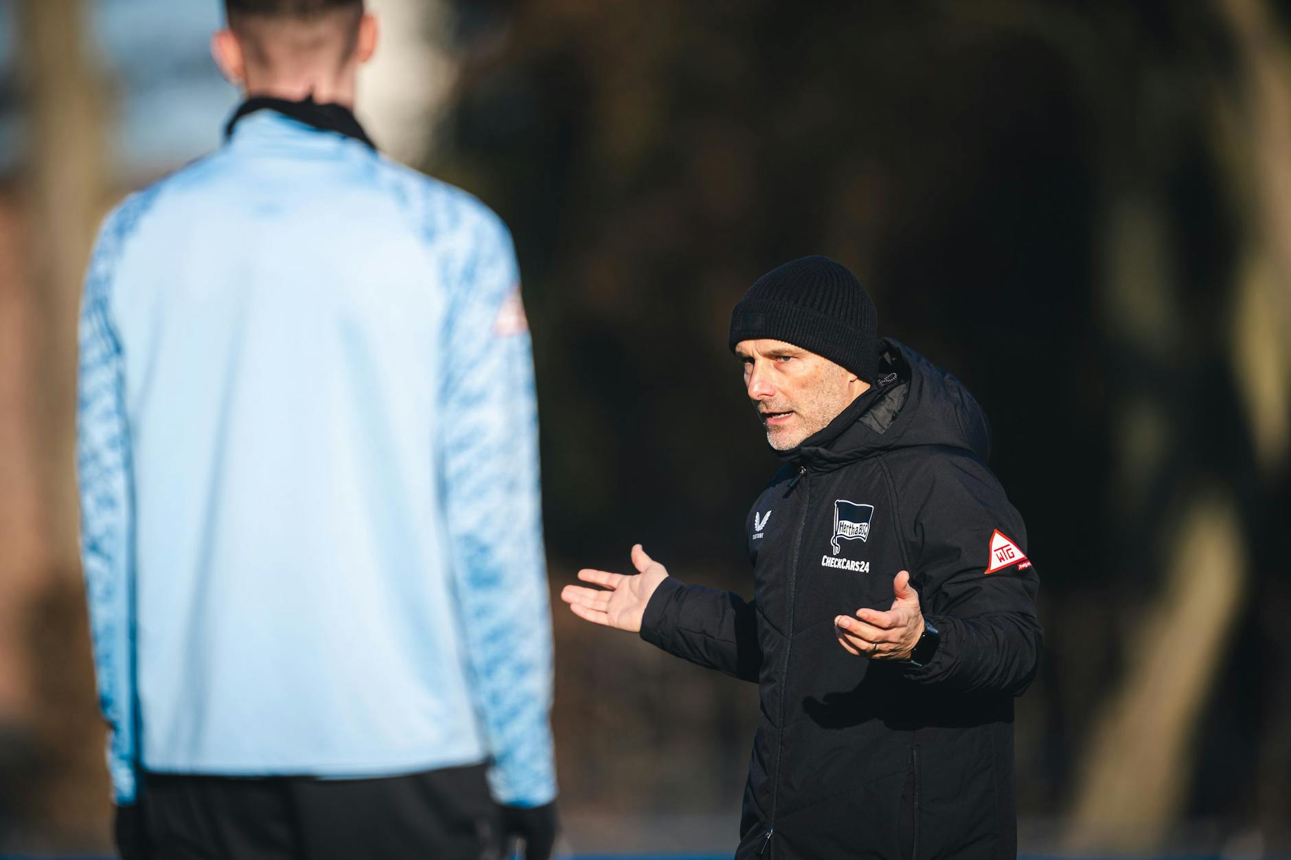 Cheftrainer Stefan Leitl hat in dieser Trainingswoche von Hertha BSC den Fokus auf die Arbeit gegen den Ball gelegt.
