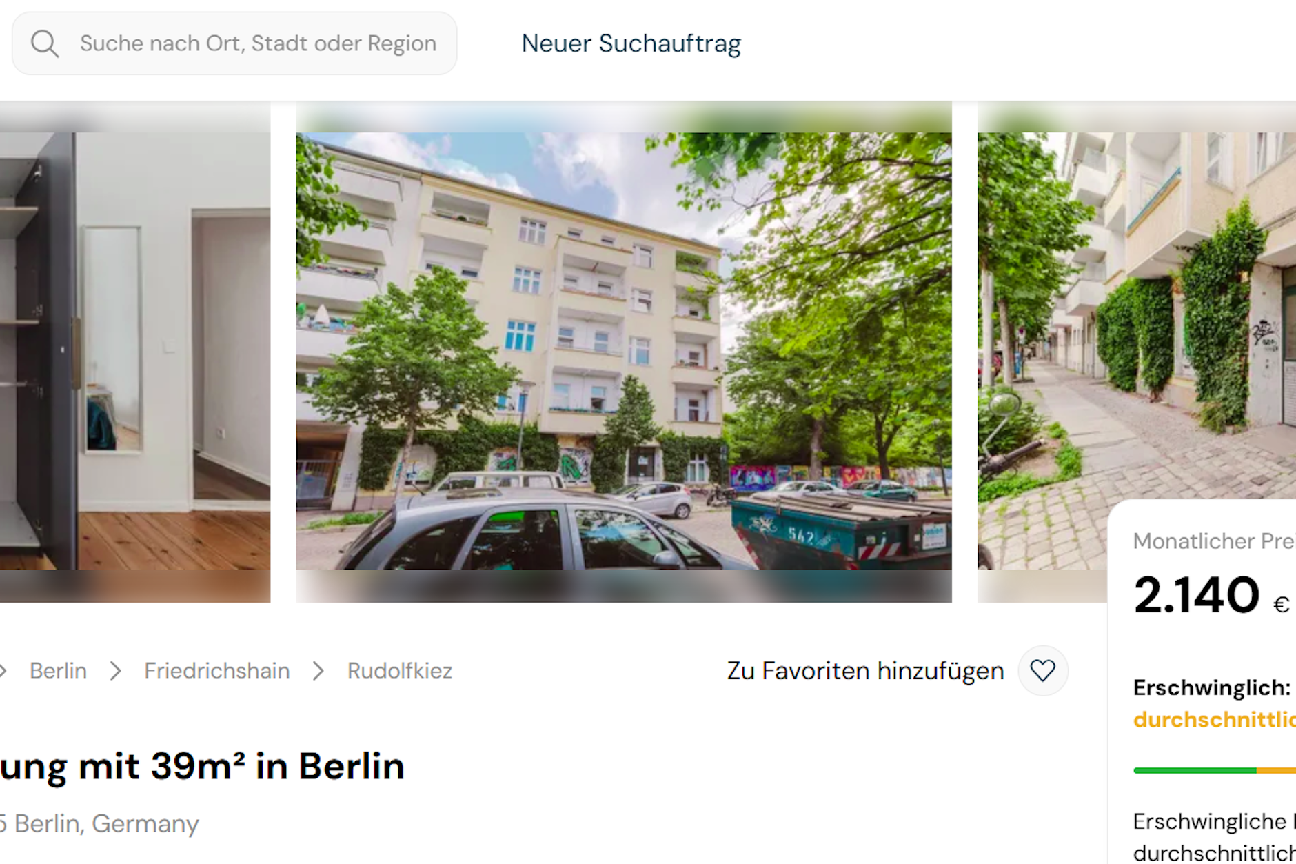 So wird im Internet für die Wohnung im Ostkreuz-Kiez geworben.