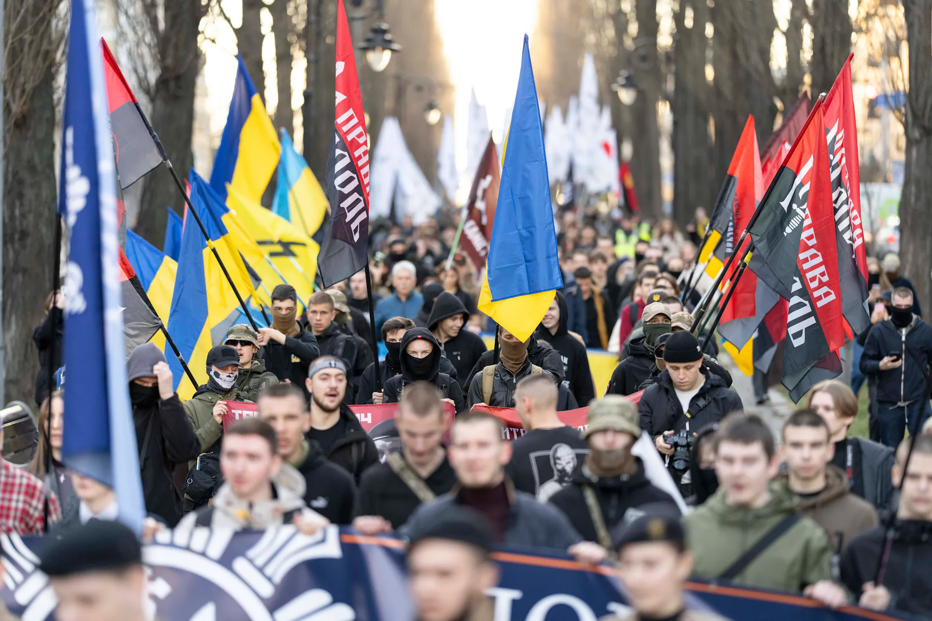 Eine Demonstration ukrainischer Rechtsextremer in Kiew