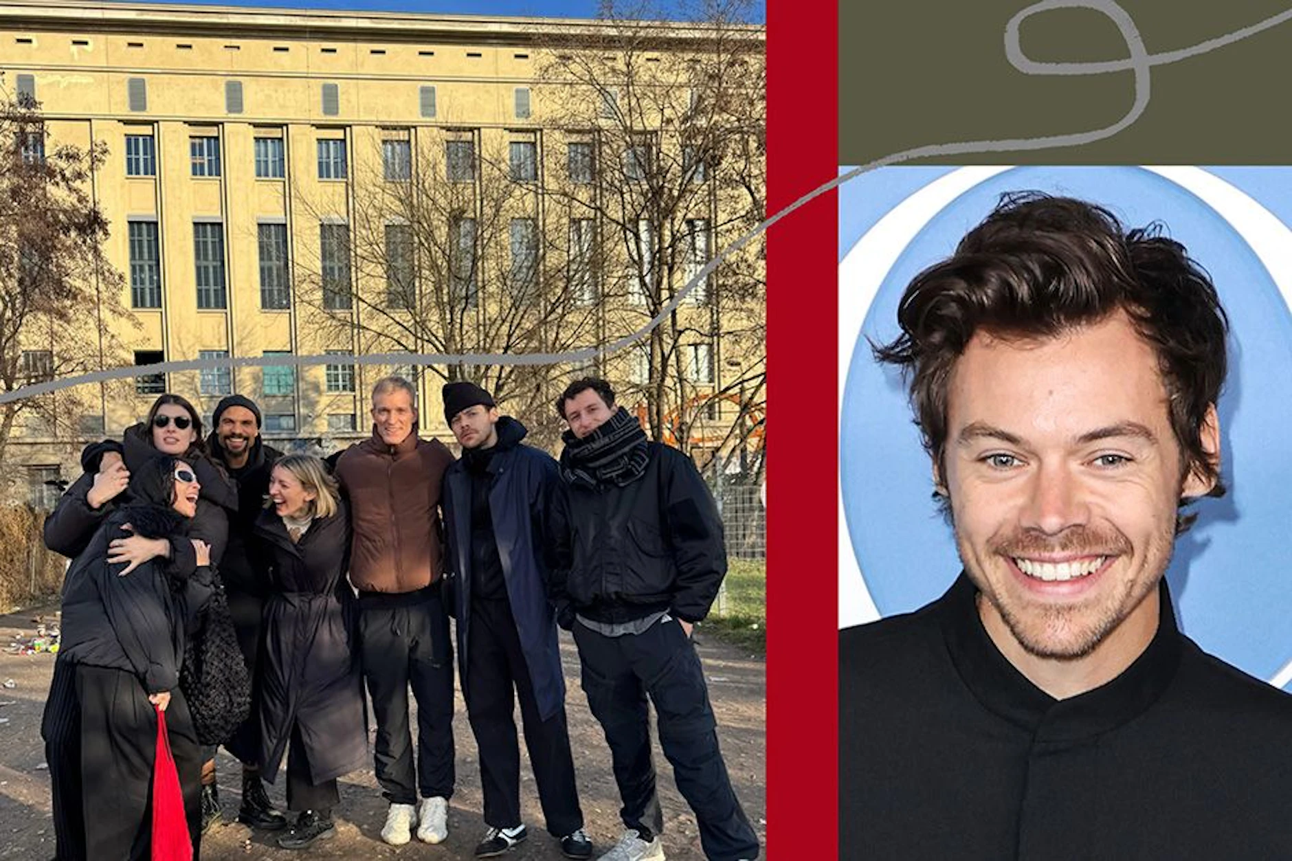 Berghain-DJ Ben Klock (mit der braunen Jacke) posiert offenbar mit Harry Styles.