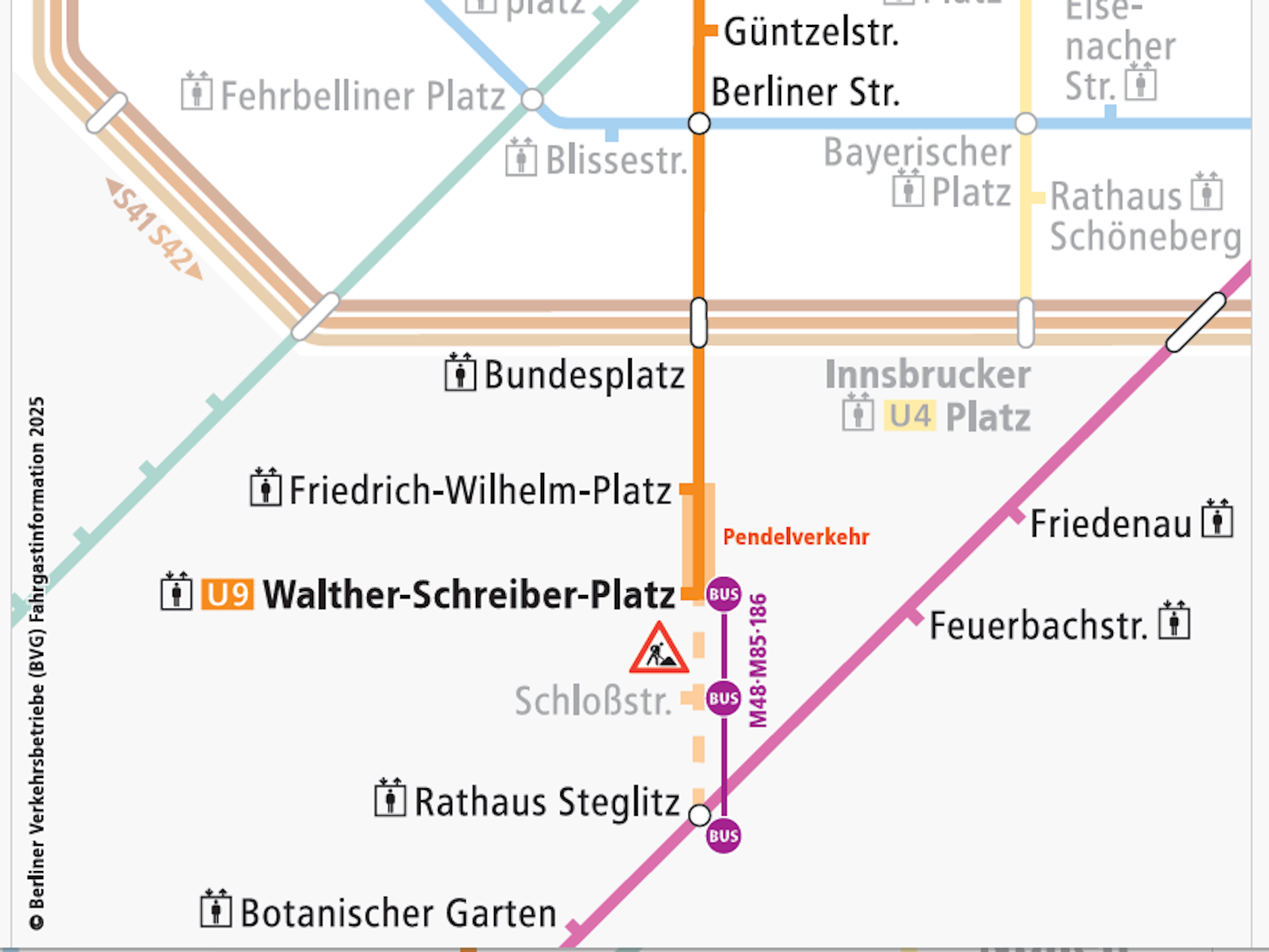Infografik: So läuft ab 5. Januar 2026 der Ersatzverkehr für die unterbrochene U9 in Steglitz.