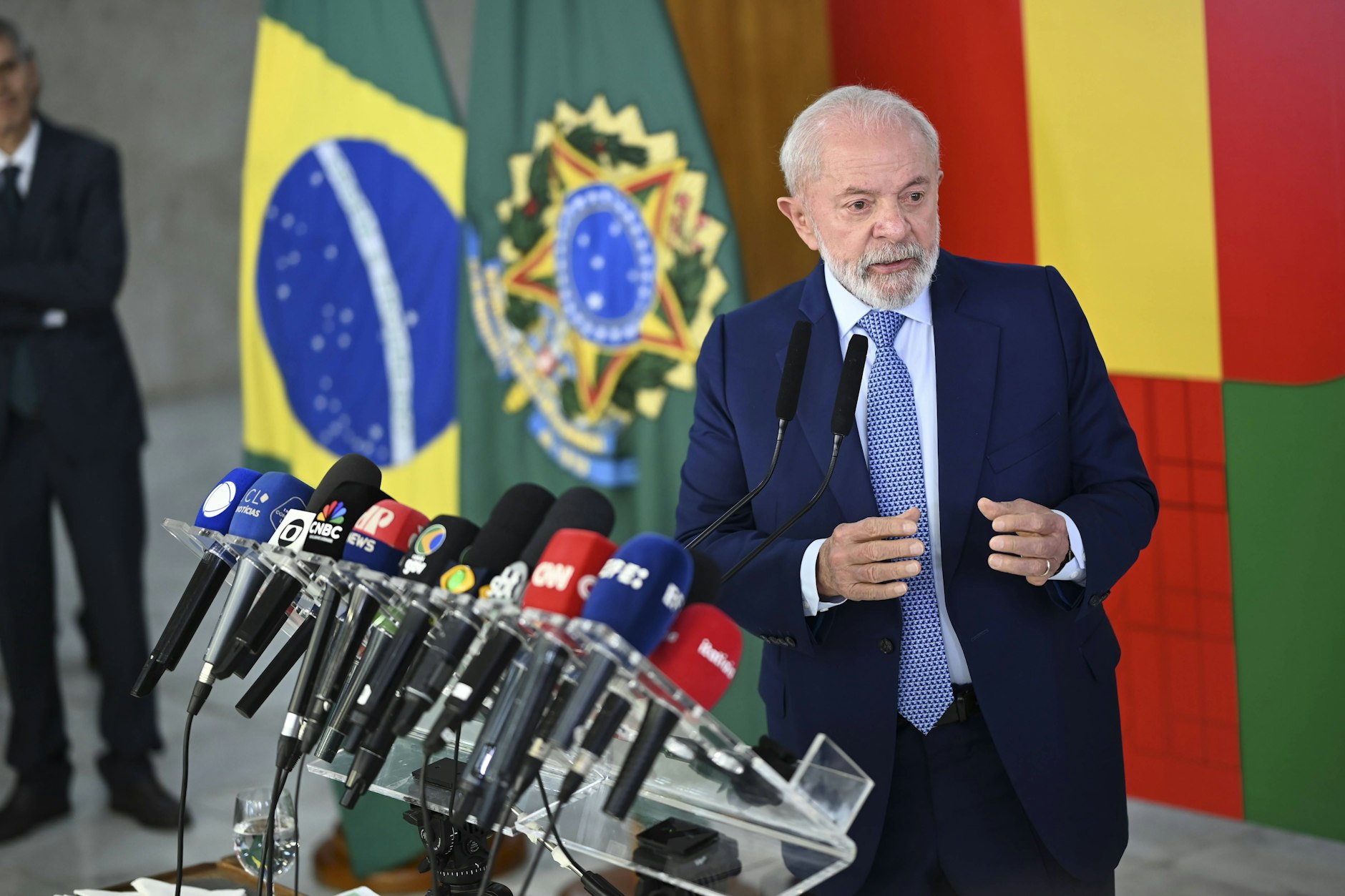 Brasiliens Präsident Luiz Inacio Lula Da Silva bei einer Pressenkonferenz in Brasilia