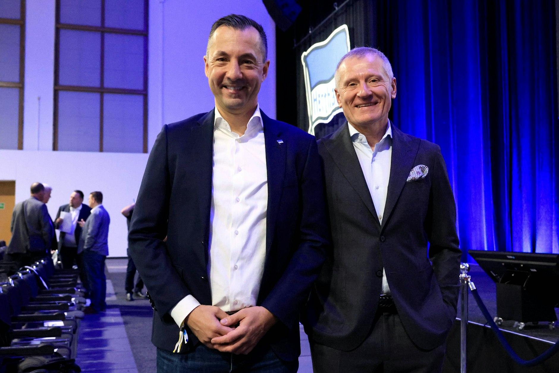 Finanz-Geschäftsführer Ralf Huschen und Sport-Geschäftsführer Dr. Peter Görlich konnten in den vergangenen Monaten jede Menge Erfolge bei Hertha BSC verbuchen.