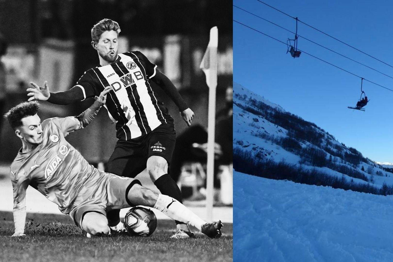 Sebastian Hertner (r.) im Februar 2022 im Einsatz für den BFC gegen Tasmania. Er stürzte von einem Sessellift in den Tod.