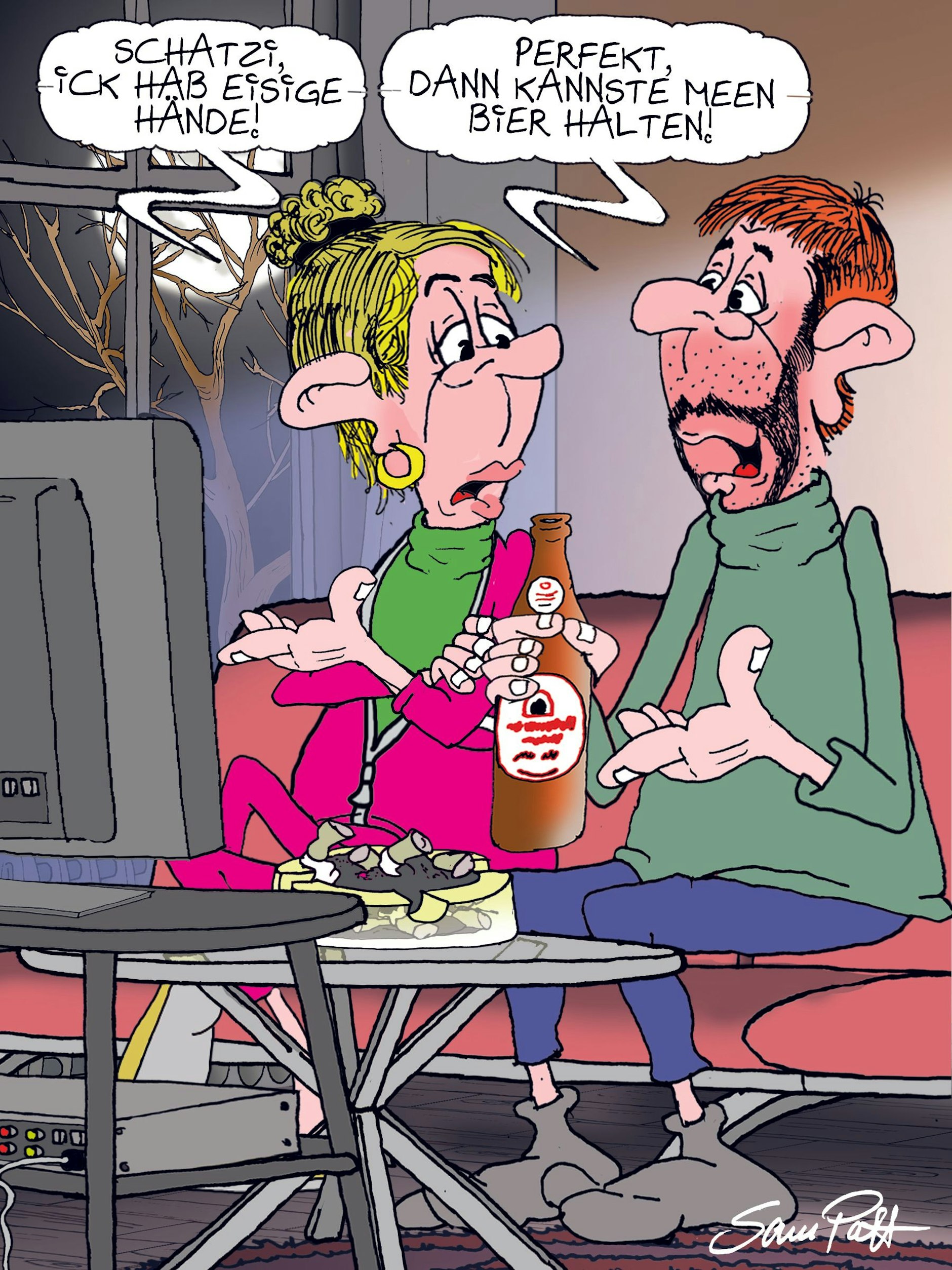 Zu unserer Rubrik Witz des Tages gehört auch jeden Tag der Cartoon des Tages von unserem Zeichner Sam Paff aus Berlin.