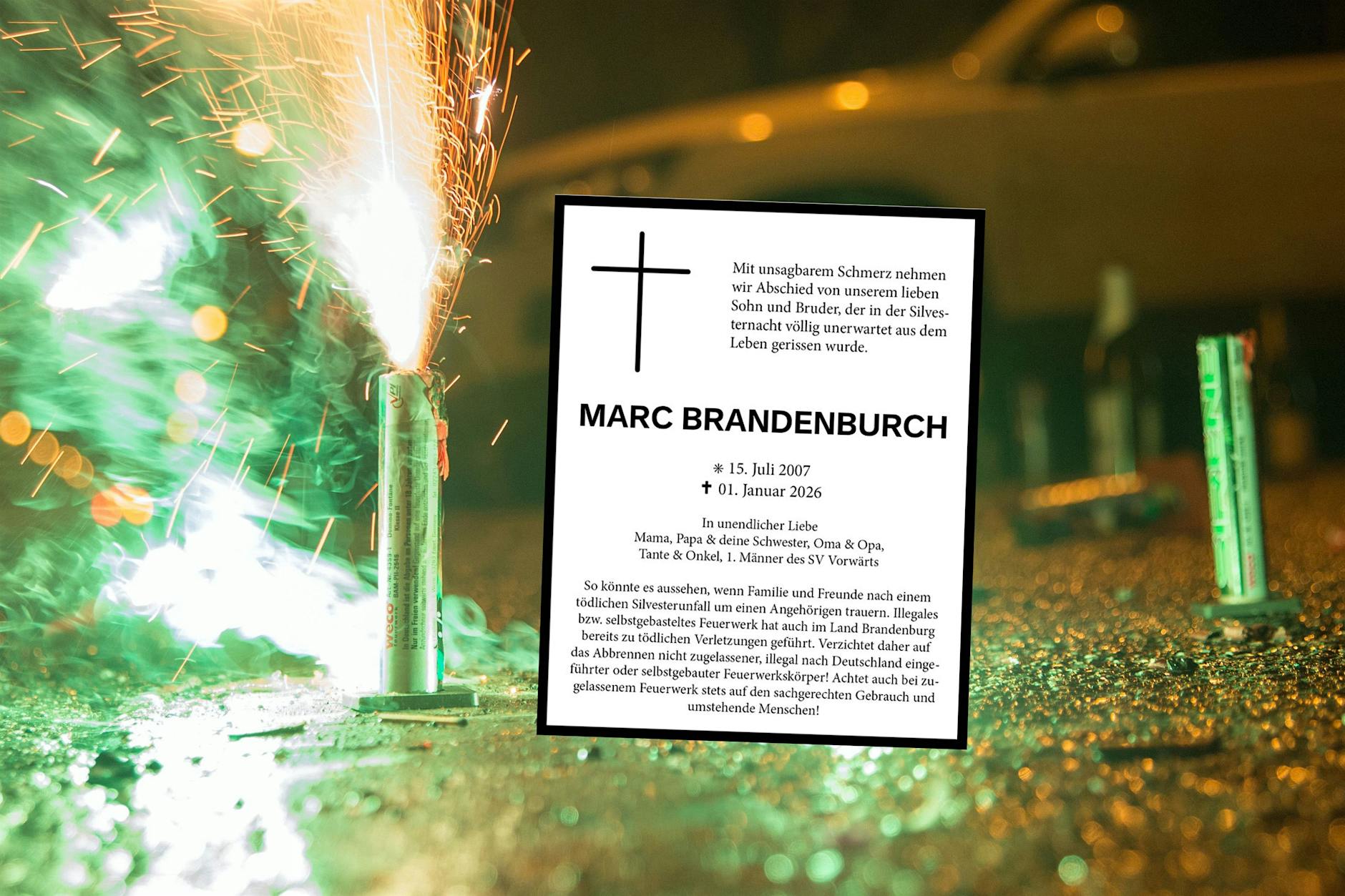 Marc Brandenburch stirbt Böllertod durch Feuerwerk