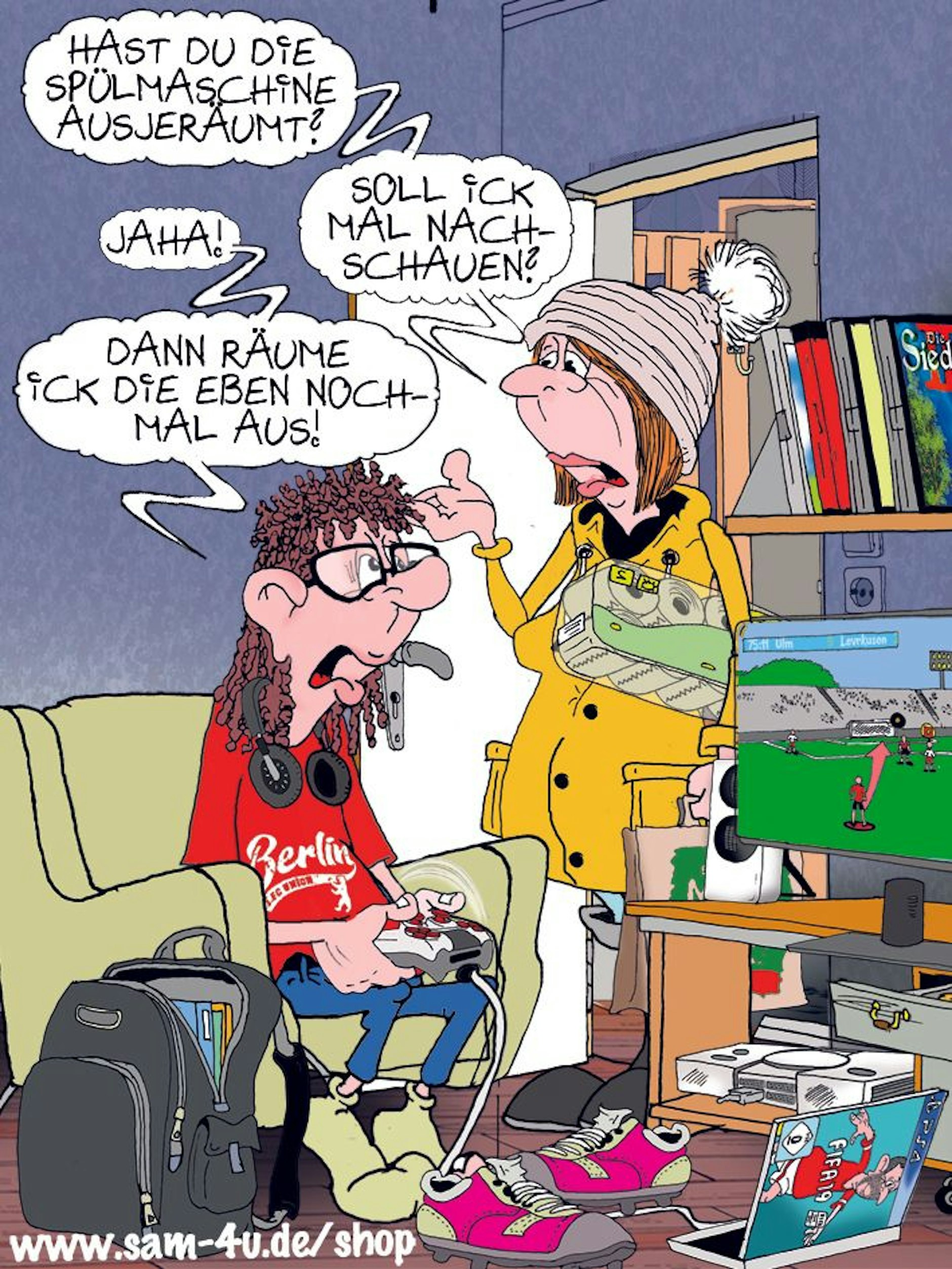 Der Cartoon des Tages kommt jeden Tag von unserem Zeichner Sam Paff aus Berlin.