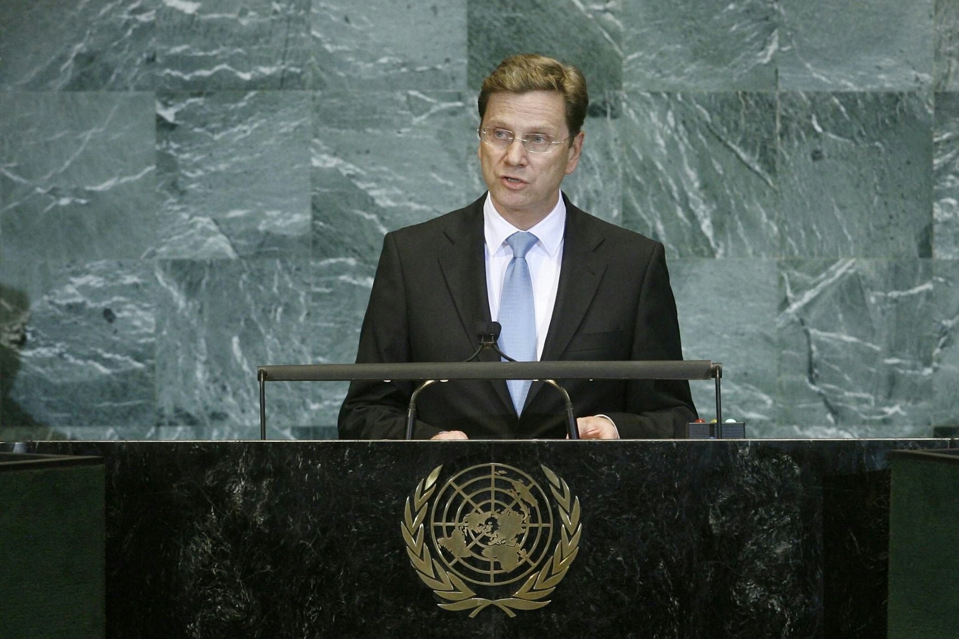 Der damalige Bundesaußenminister Guido Westerwelle spricht im September 2010 vor der Uno-Vollversammlung.
