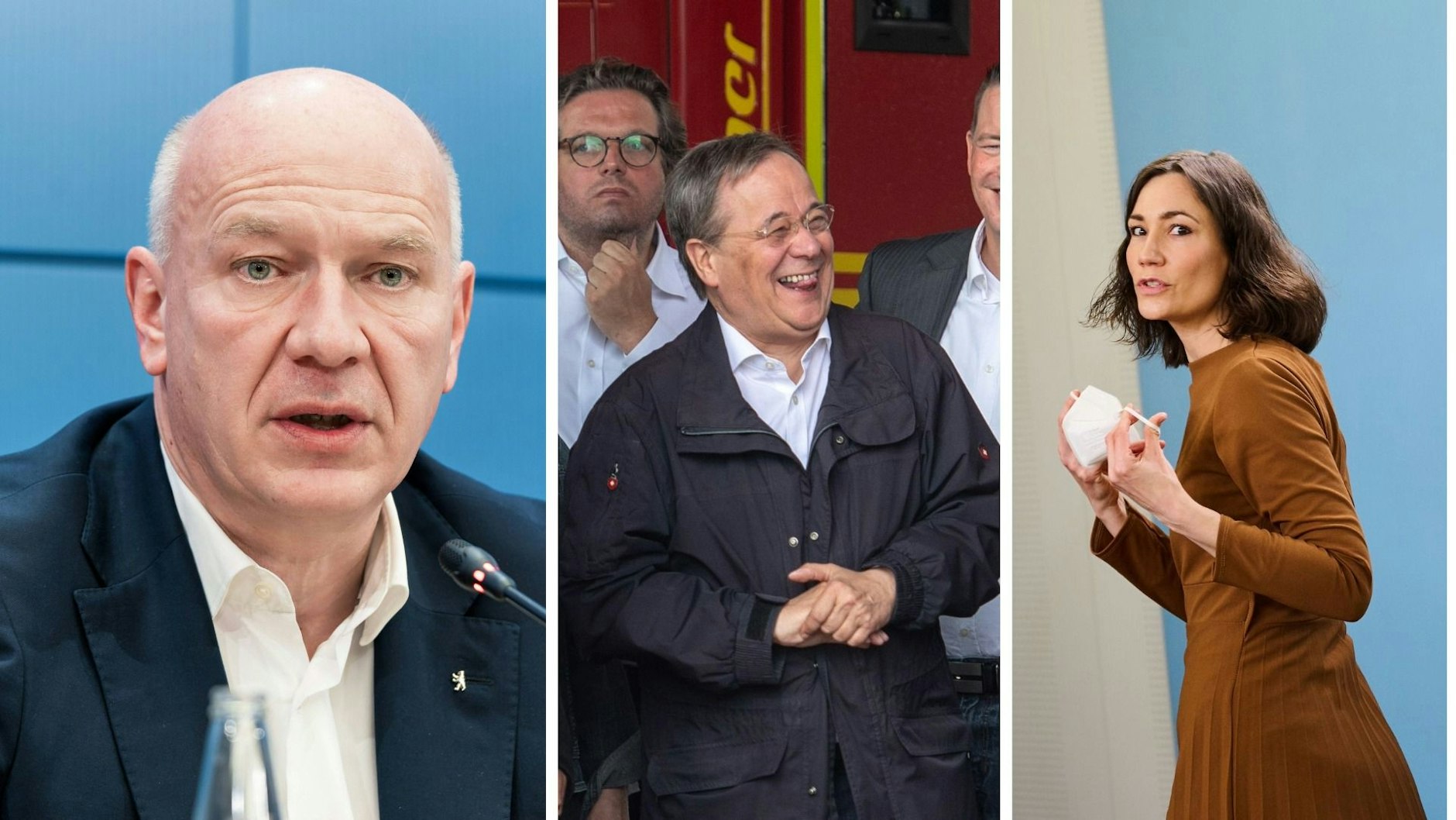 Haben Taktgefühl und Einfühlungsvermögen vermissen lassen: Kai Wegner, Armin Laschet, Anne Spiegel.