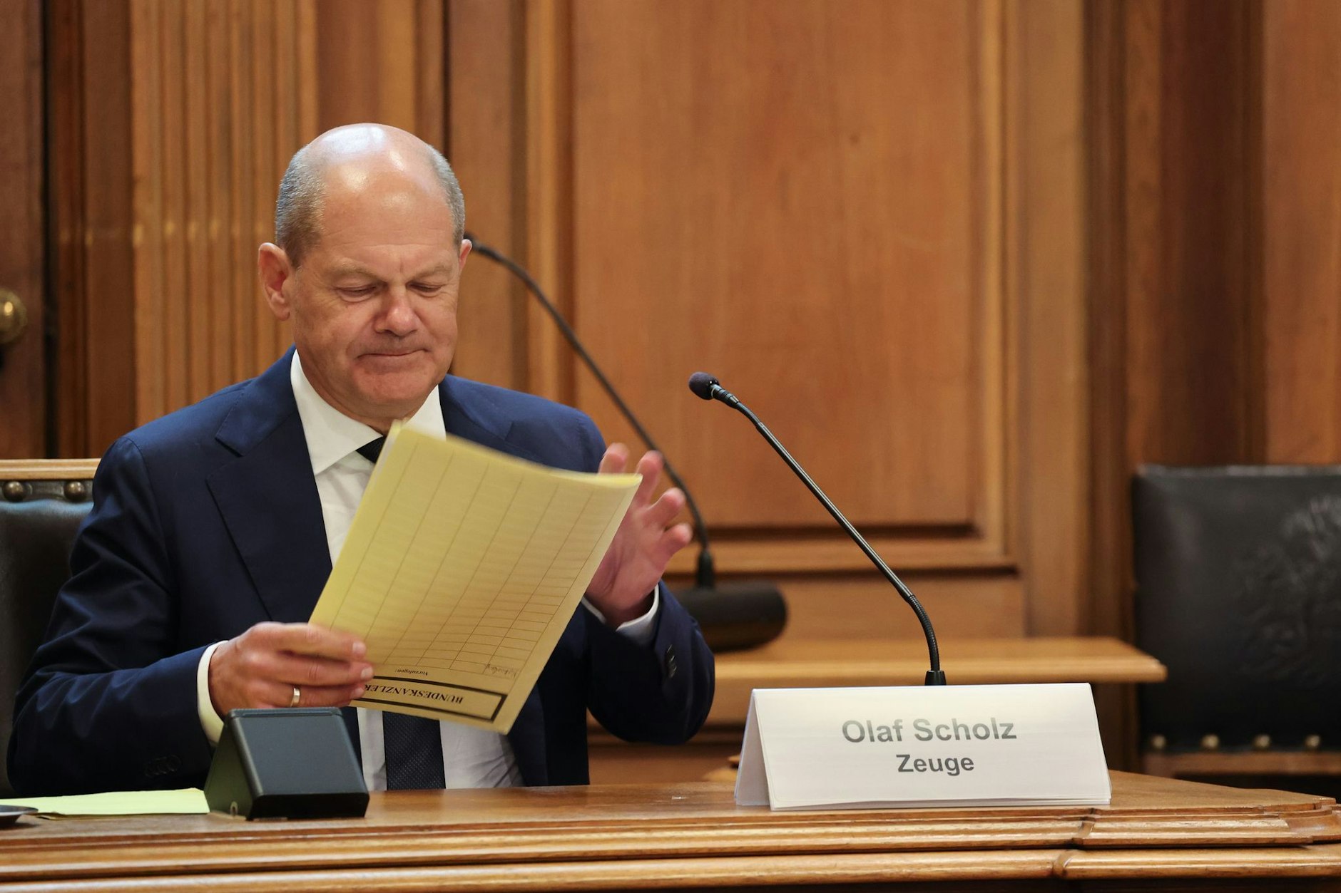 Erinnerungslücke: Der ehemalige Bundeskanzler Olaf Scholz im Untersuchungsausschuss der Hamburgischen Bürgerschaft zum „Cum-Ex“-Skandal.