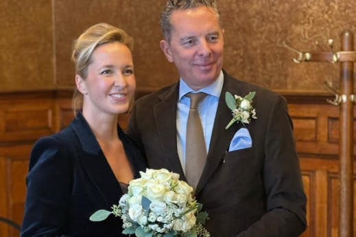 Patrick Alexander von Faber-Castell mit seiner Braut Sandra-Sophie Trauboth.