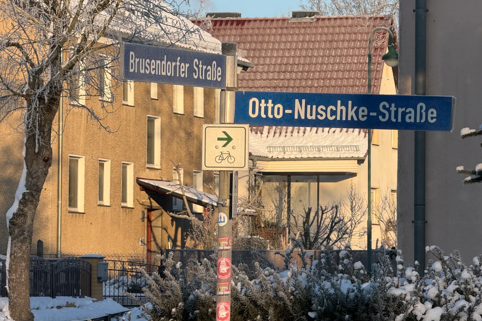 Straße in Brusendorf, benannt nach Otto Nuschke, ab 1949 stellvertretender Ministerpräsident der DDR