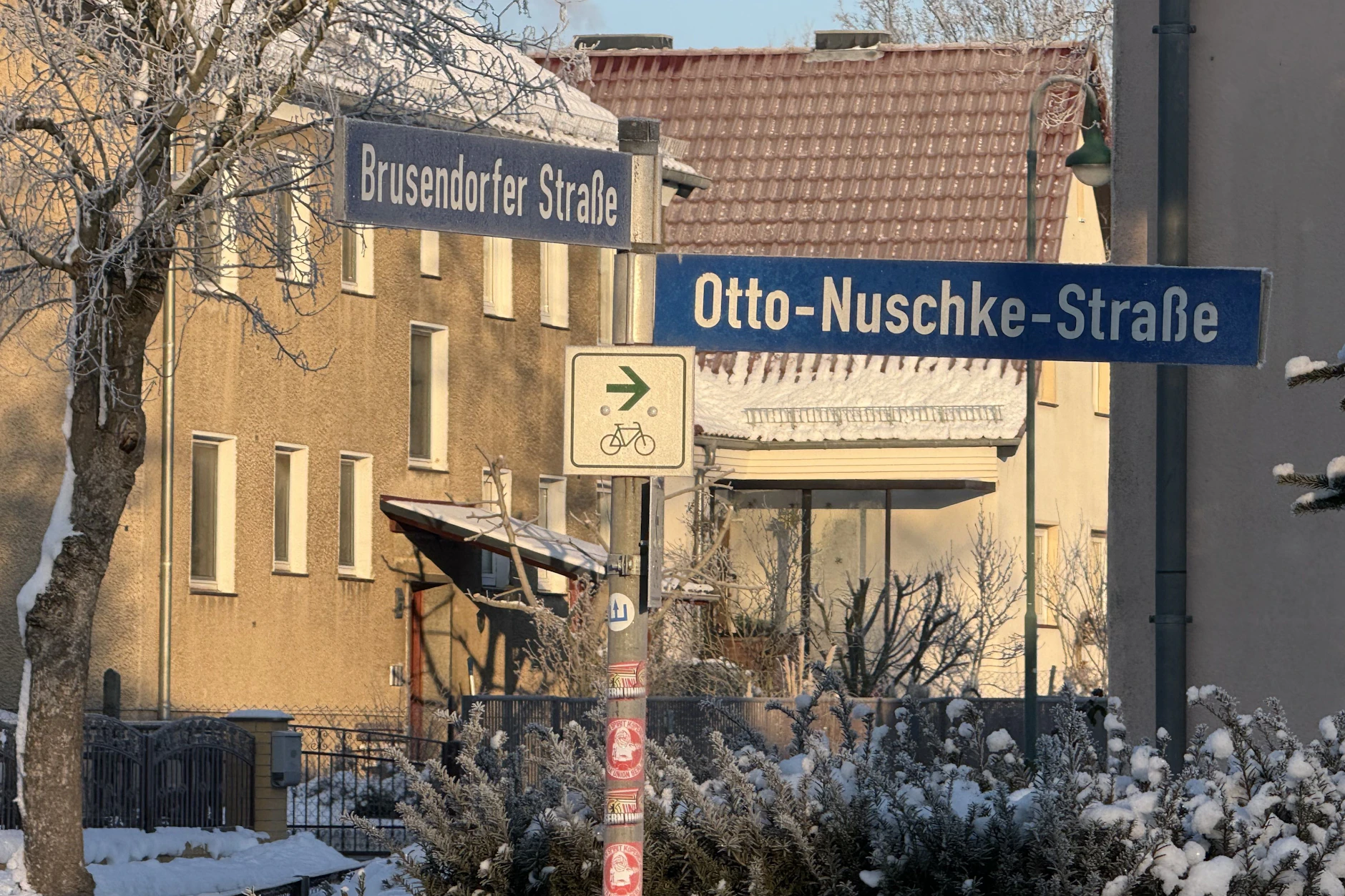 Straße in Brusendorf, benannt nach Otto Nuschke, ab 1949 stellvertretender Ministerpräsident der DDR