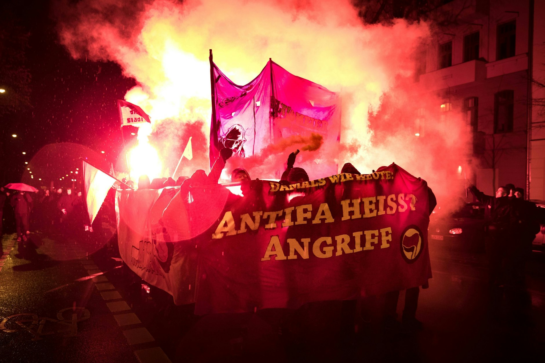 Demonstration der Antifa in Berlin-Friedrichshain