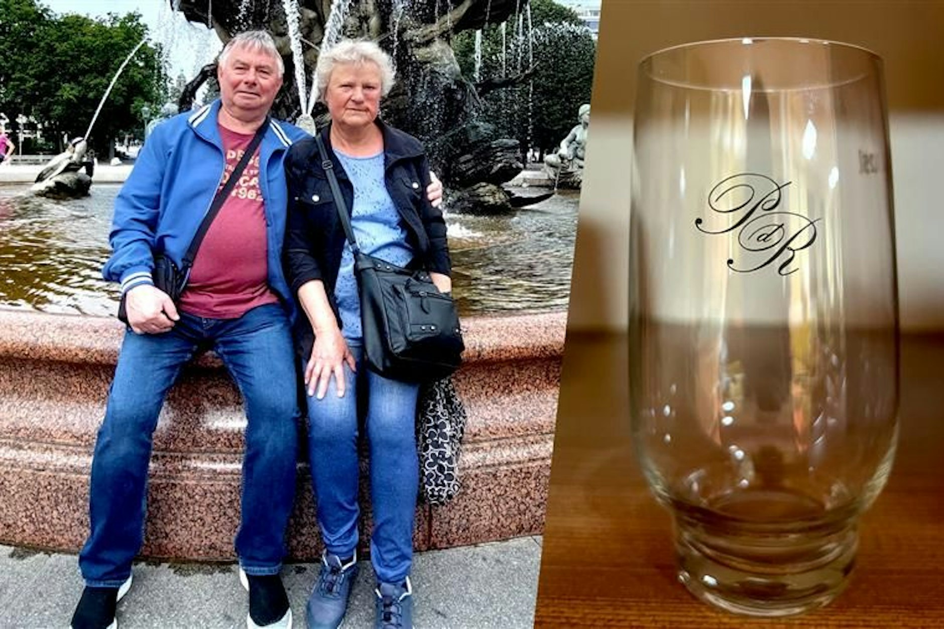 Dietmar und Regine Gläser mit dem Glas aus dem Palast der Republik