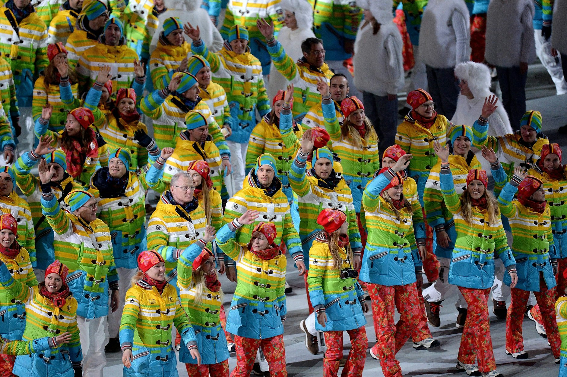 Das deutsche Team präsentierte sich 2014 in einem farbenfrohen Outfit, das bis heute in Erinnerung geblieben ist.