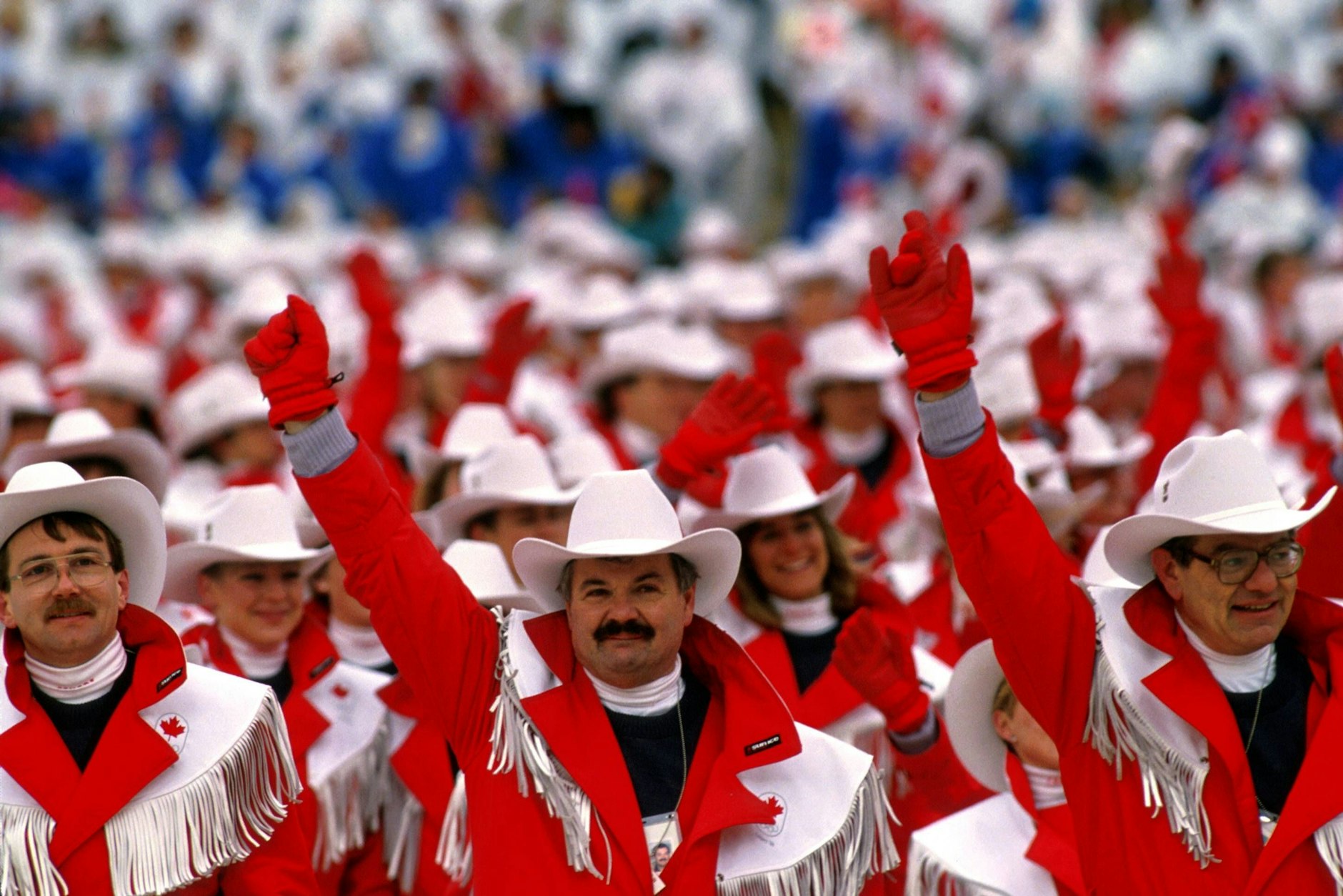 Beim Einmarsch 1988 trug das kanadische Team einen auffälligen Cowboy-Look.