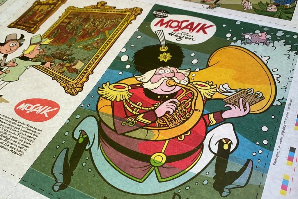 Der Bilderbogen mit dem Mosaik-Cover der Nummer 91