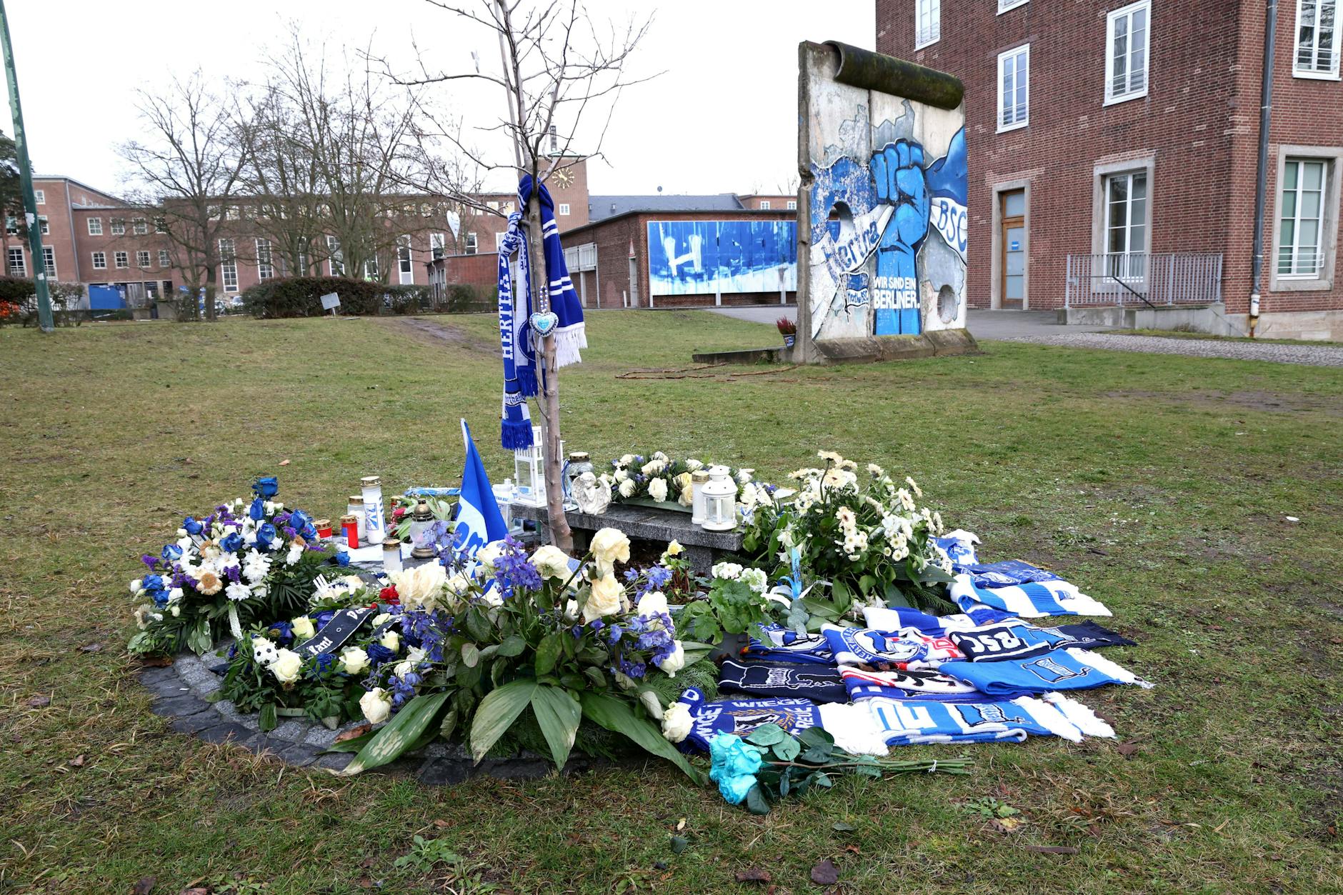 Bernstein pflanzte an der Hertha-Geschäftsstelle einen Apfelbaum. Er ist zur Gedenkstätte geworden.