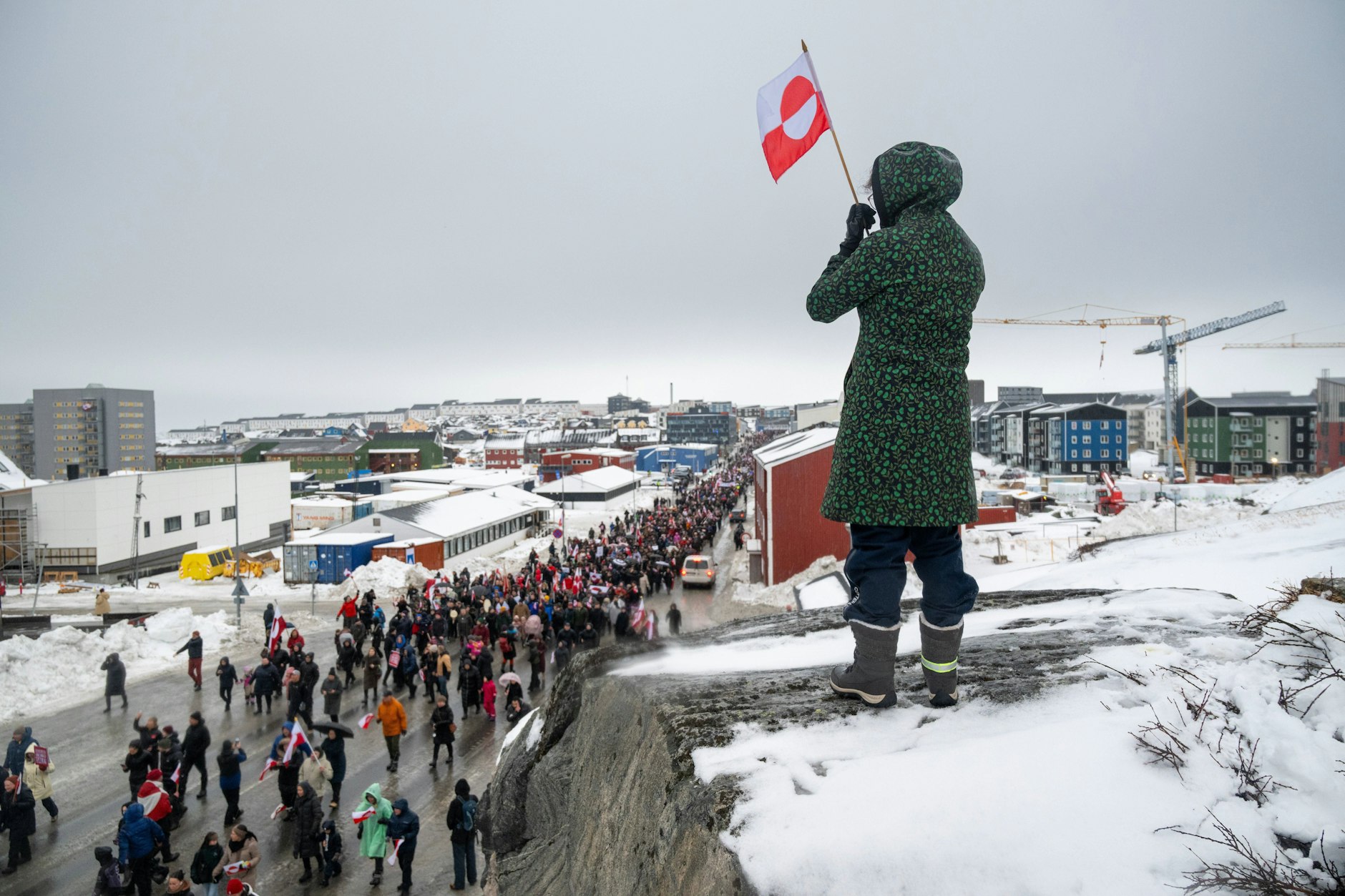 In Grönlands Hauptstadt Nuuk demonstrierten am Wochenende Einwohner gegen Trumps Übernahme-Pläne.