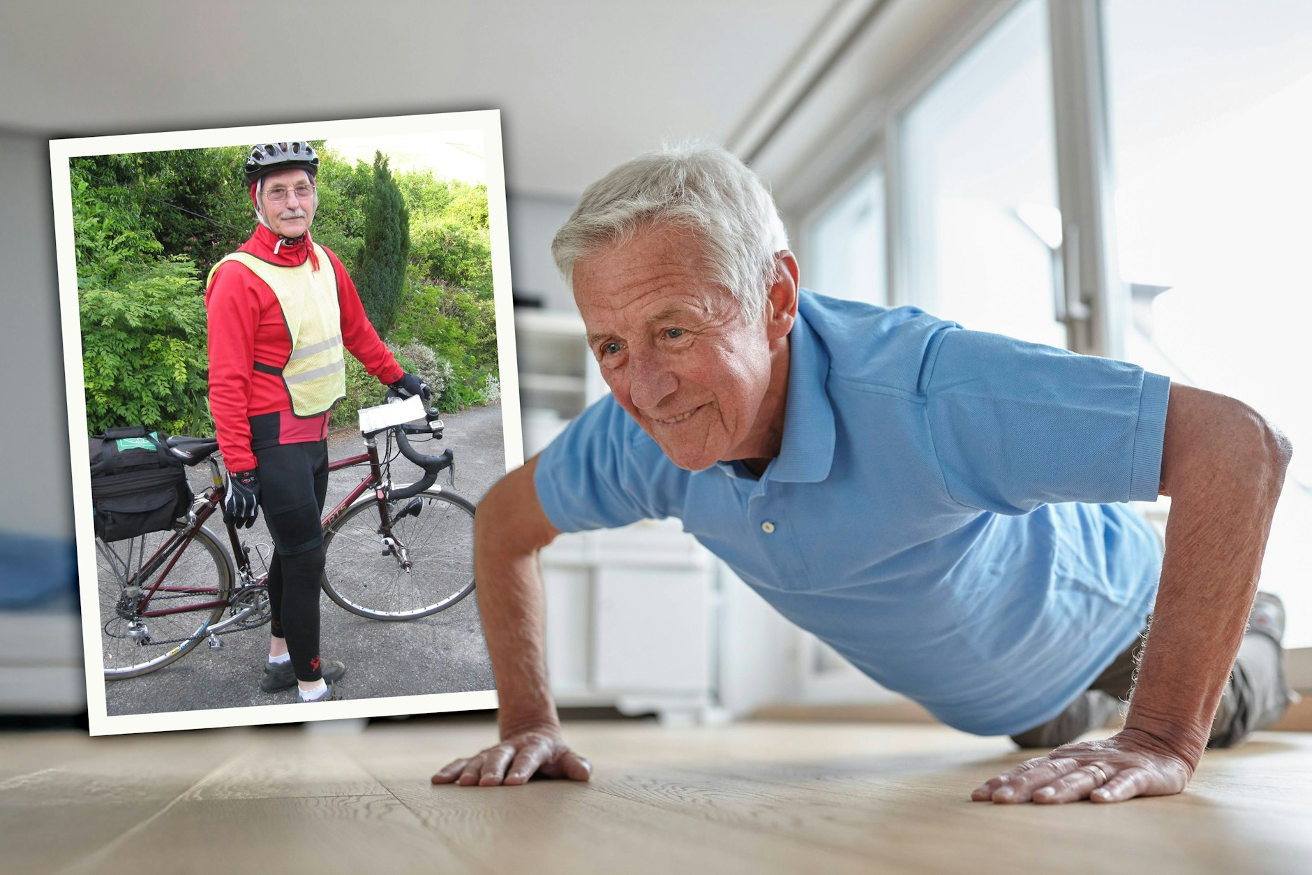 Viele wären im Alter gern noch richtig fit. Links: Dr. Norman Lazarus weiß, wie man bei bester Gesundheit altert – und dem Glück auf die Sprünge hilft.