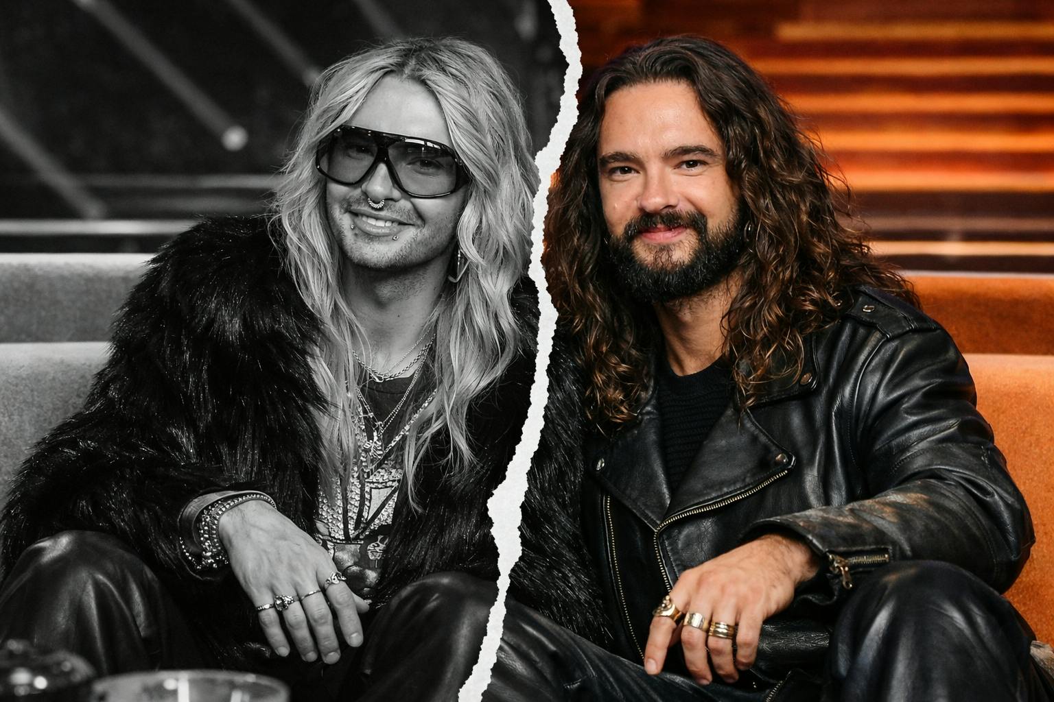 Bill und Tom Kaulitz auf der „Wetten dass ..?“ - Couch (Fotomontage/KI)