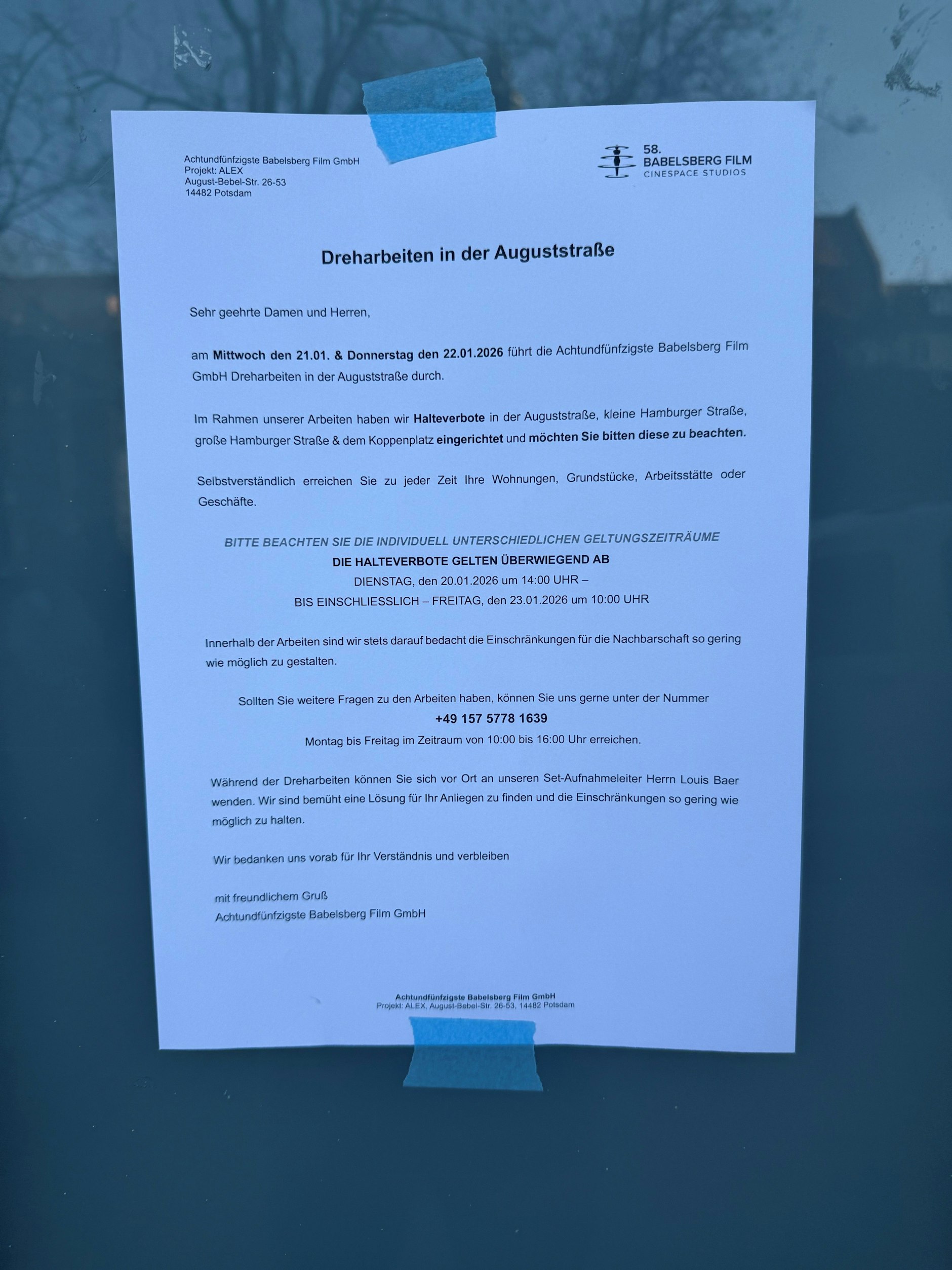 Mit diesem Schreiben wurden Anwohner und Geschäftstreibende informiert.