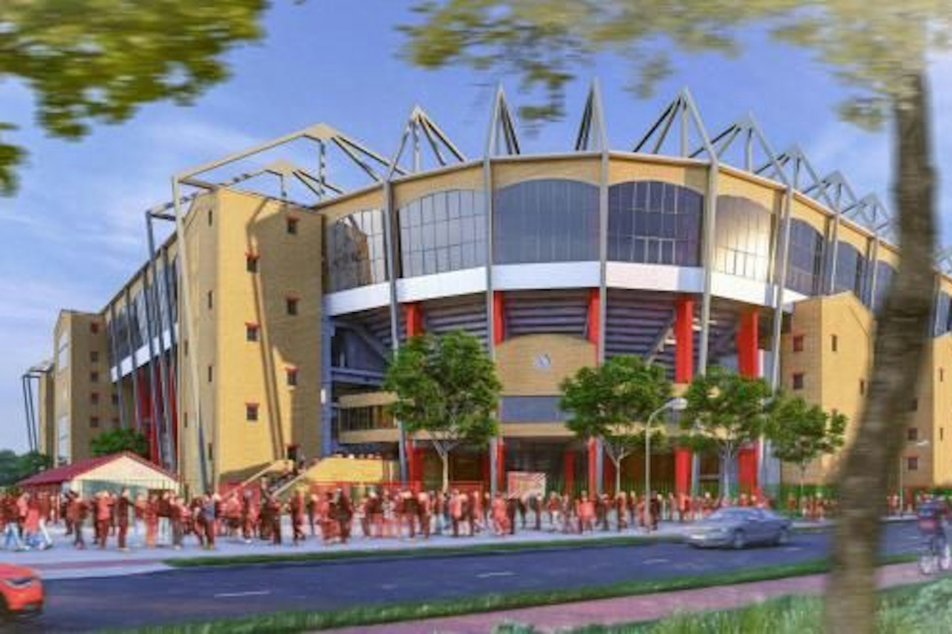 Auf dieser Grafik ist bereits die fertige Westumfahrung (vorne) an der Alten Försterei zu sehen.