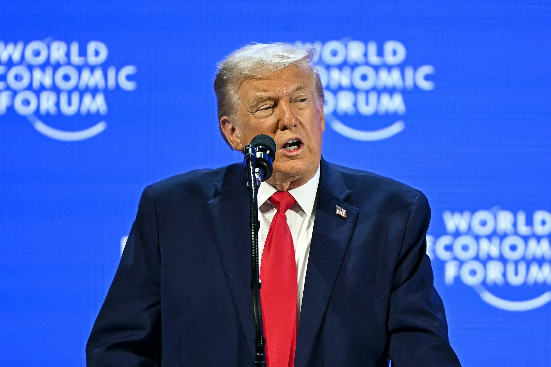 US-Präsident Donald Trump hält während der Jahrestagung des Weltwirtschaftsforums (WEF) in Davos eine Rede.