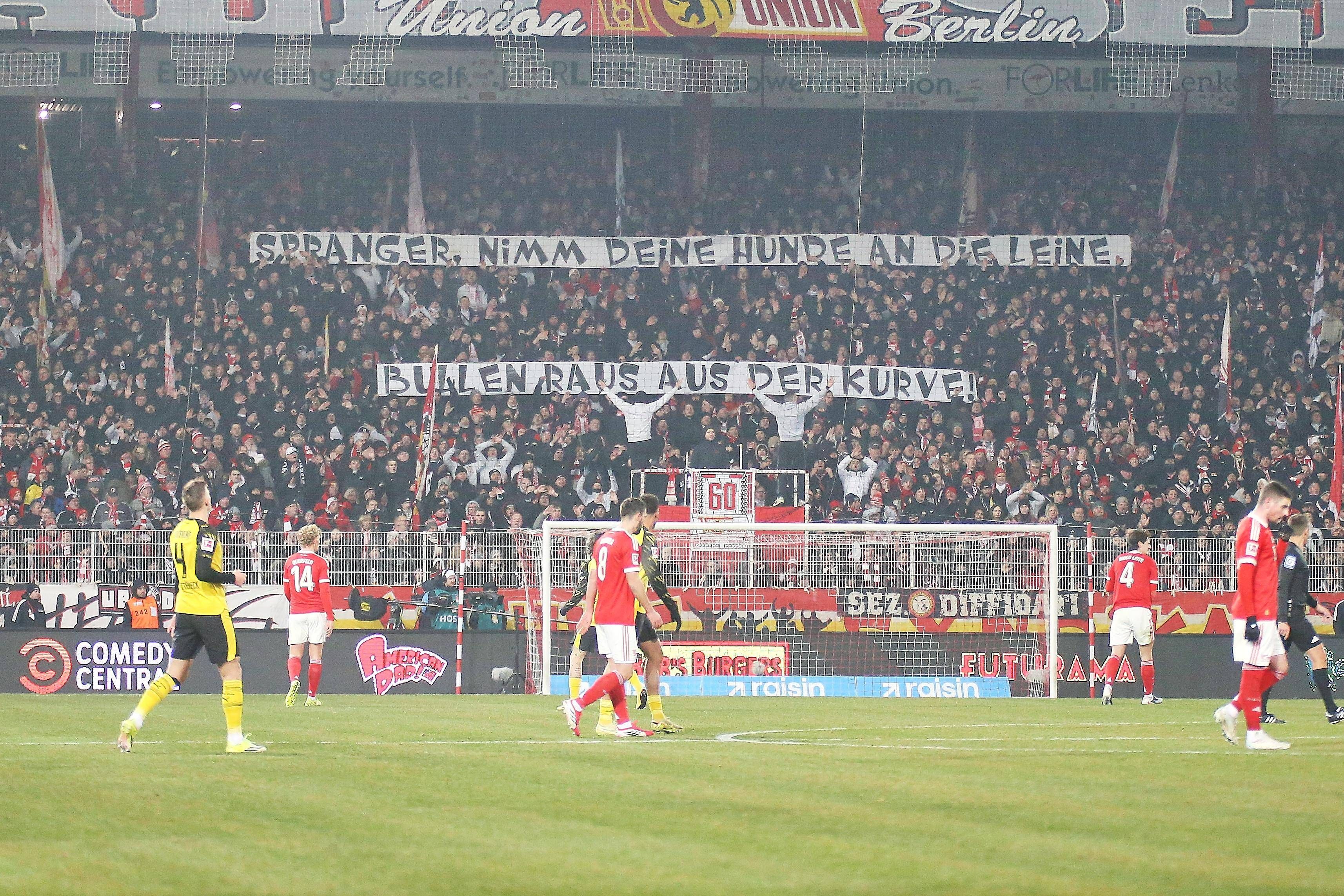 „Bullen raus aus der Kurve“ – Union-Fans solidariseren sich mit Hertha