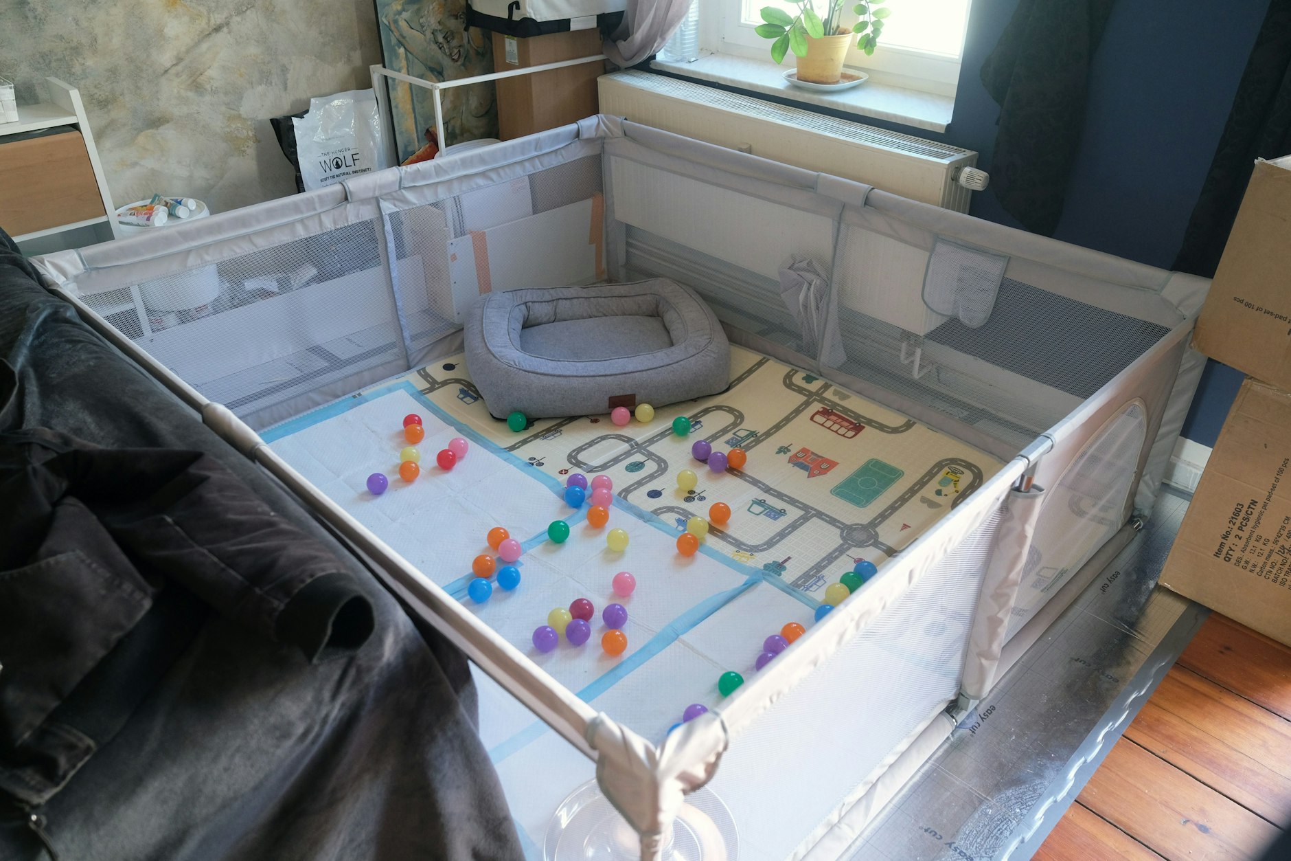 In diesem Laufstall sollten sich eigentlich Welpen vergnügen.