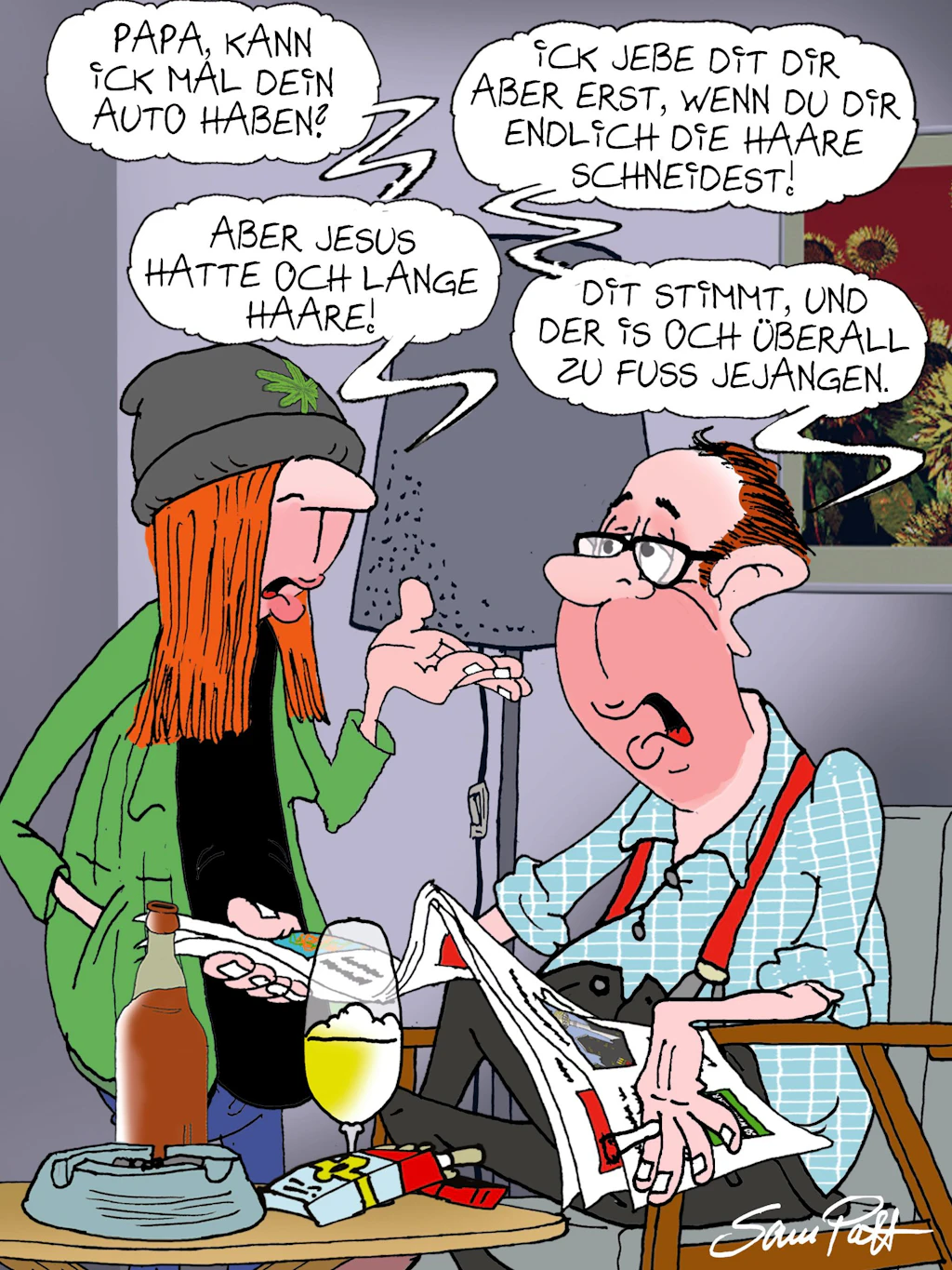 Der Cartoon des Tages kommt auch heute von unserem Zeichner Sam Paff aus Berlin.